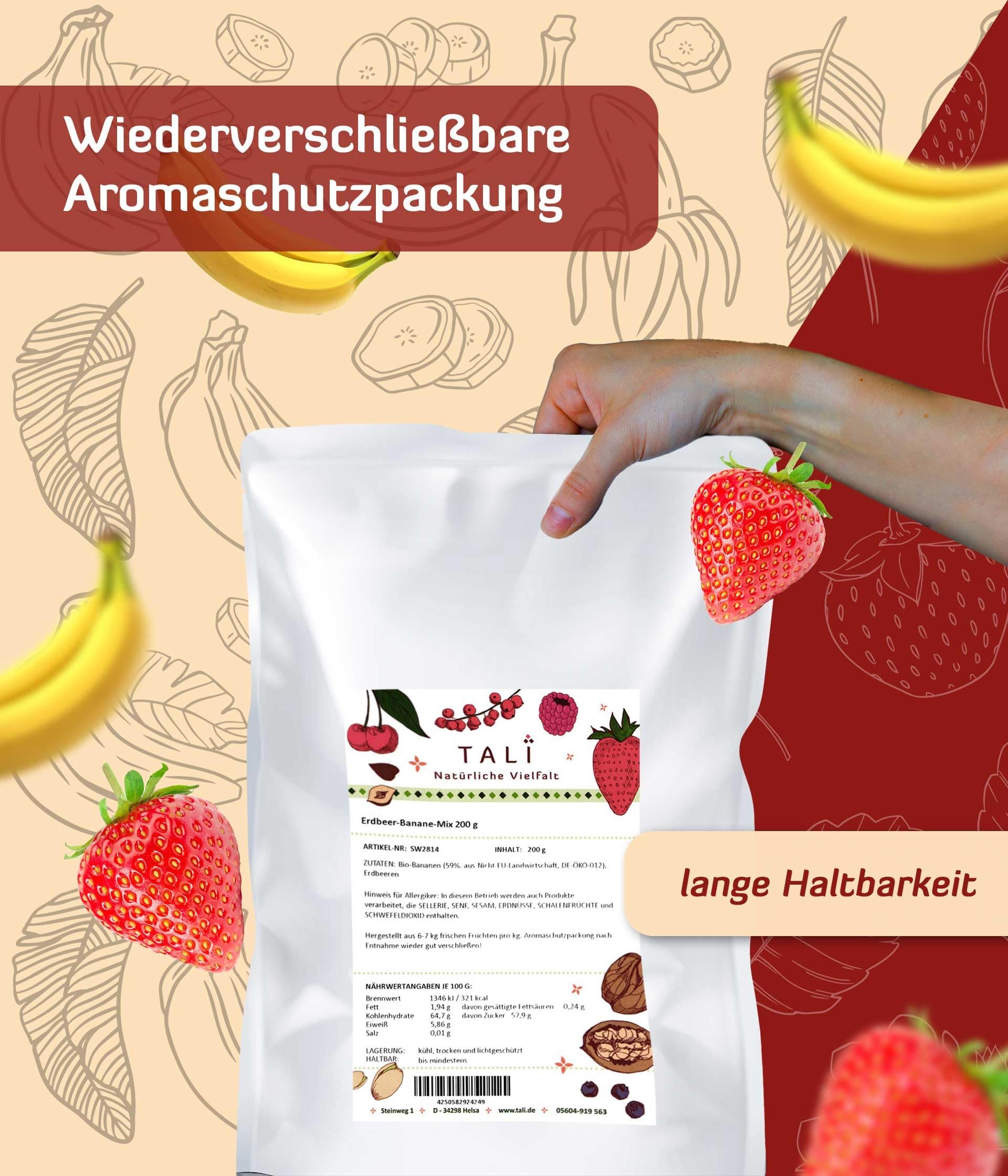 TALI Erdbeer-Banane-Mix 1000 g gefriergetrocknete Früchte