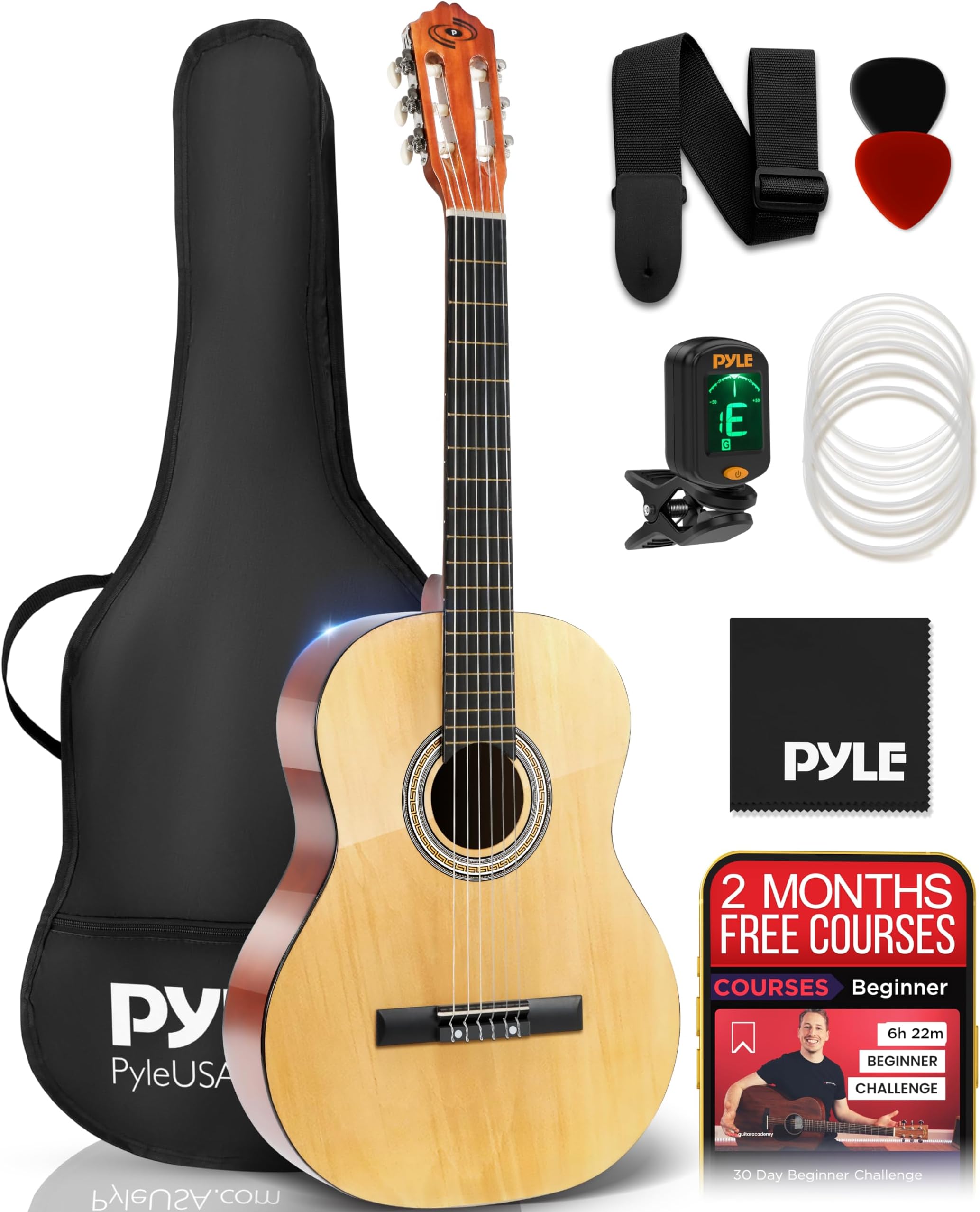 PYLE Beginner 36” Classical Acoustic Guitar 6 String Junior Linden