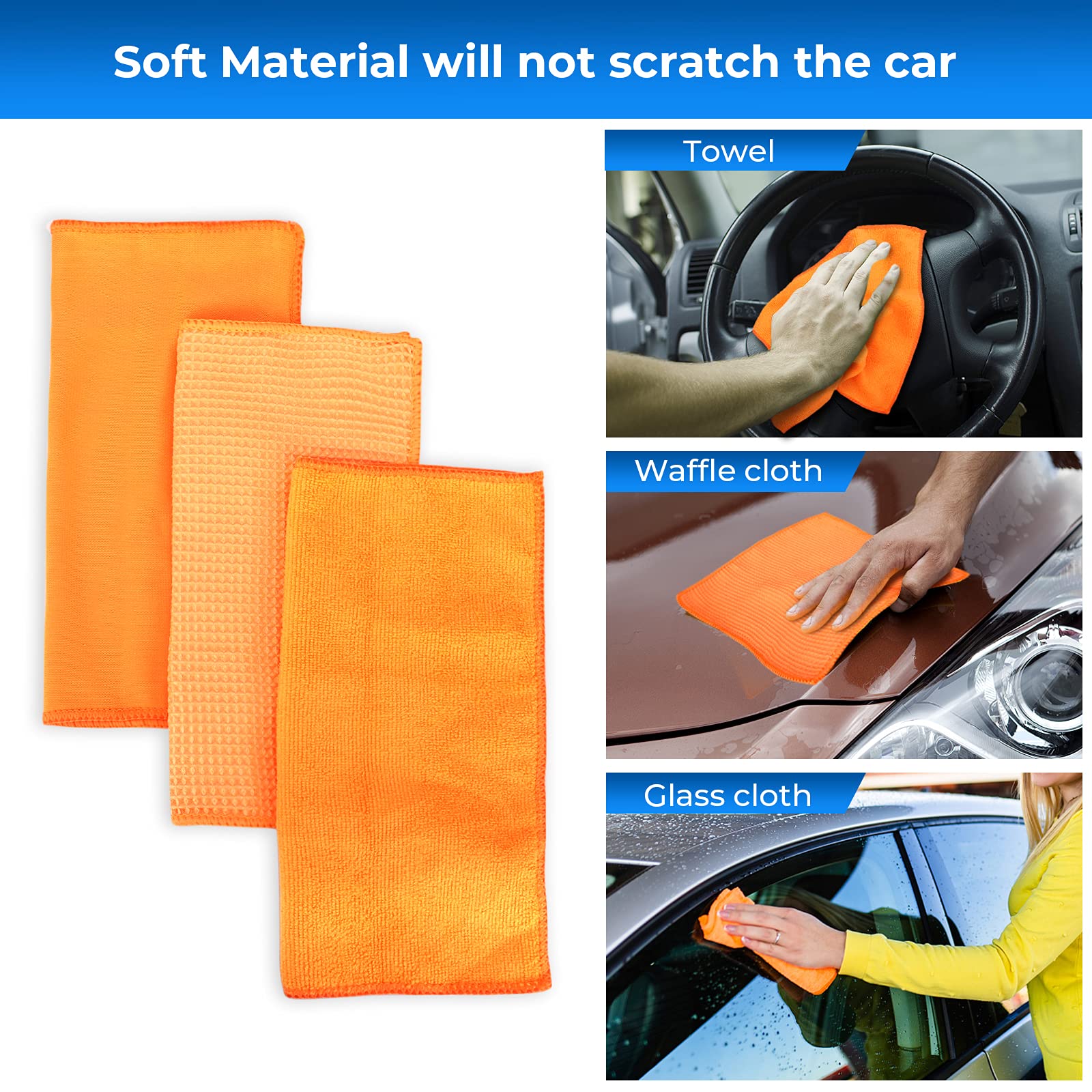 Kit Pulizia Auto Biluer - Spazzola Retrattile Per Vetri, Panno Microfibra, Per Interno Ed Esterno