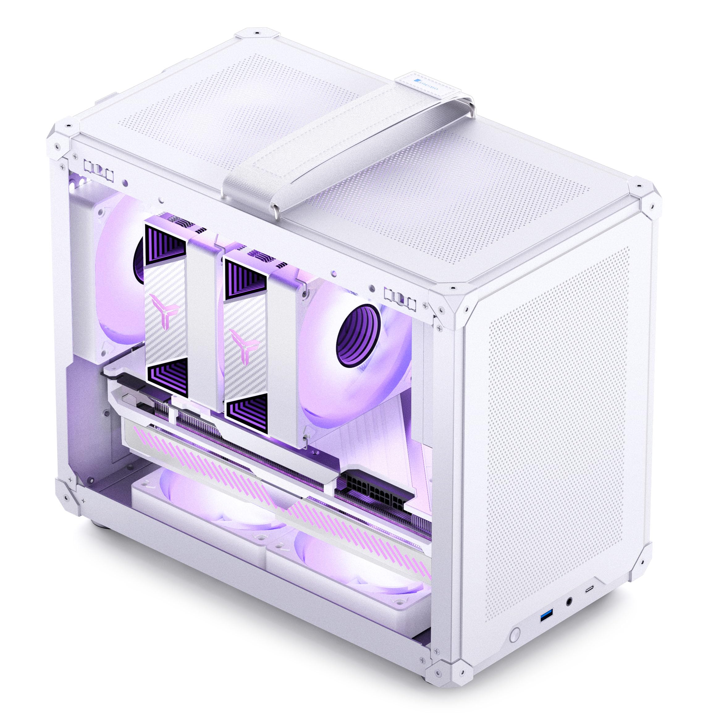 Jonsbo C6 MAX Case PC bianco – case mATX compatto con maniglia, mesh per il flusso d’aria, spazio per GPU fino a 335mm, dissipatore CPU fino a 170mm, 5 posizioni per ventole
