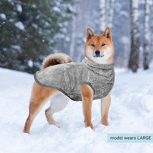 Miniatura 7 de Chaqueta para perro para clima frío, paquete de 2 unidades, abrigo de cuello alto cálido de invierno para perros grandes, medianos y pequeños,