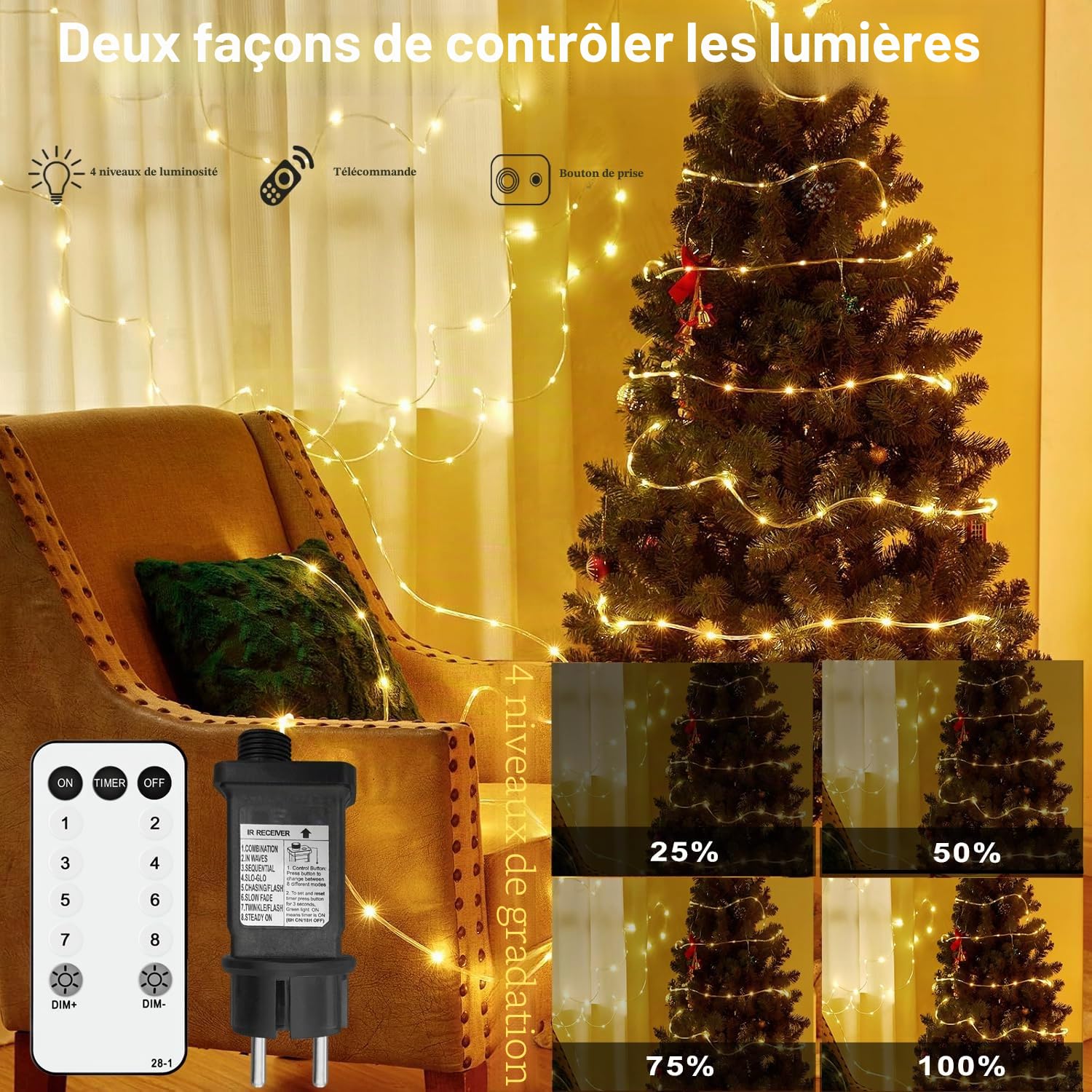 LED Tube Lumineux, 20M 200 LED Guirlande Lumineuse Tube avec Minuterie 8 Modes et Luminosité Intensité Variable Tuyau de Intérieures et Extérieures, Décoration Fête,Mariage,Noël