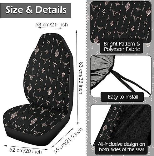 Miniatura 10 de Frienda Juego completo de 13 fundas de asiento de automóvil con estampado de vaca para mujeres y hombres, accesorios de automóvil con estampado de