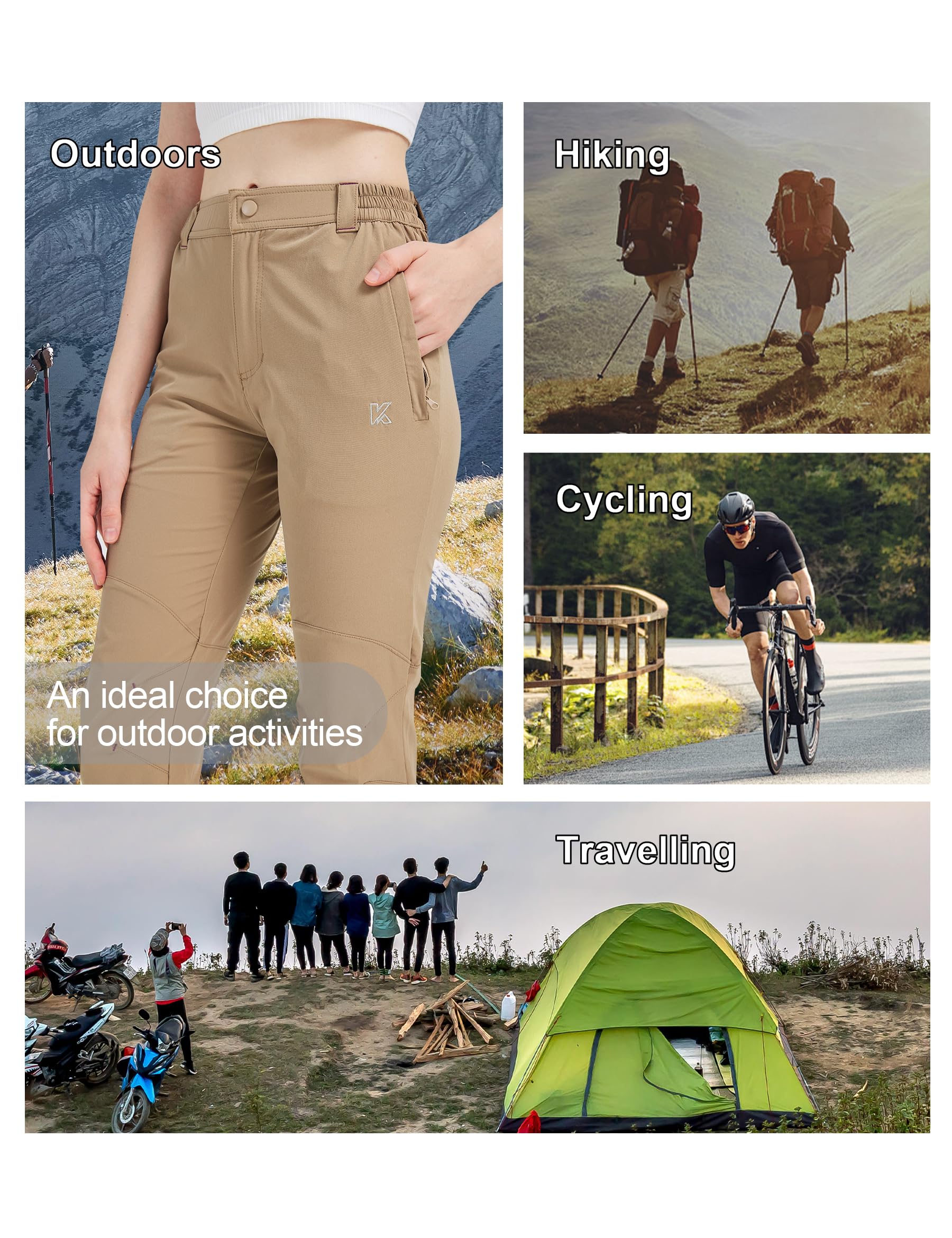 KUTOOK Pantaloni Trekking Donna Estivi Asciugatura Rapida Pantaloni Cargo Donna Traspiranti Elasticizzati Montagna Escursionismo