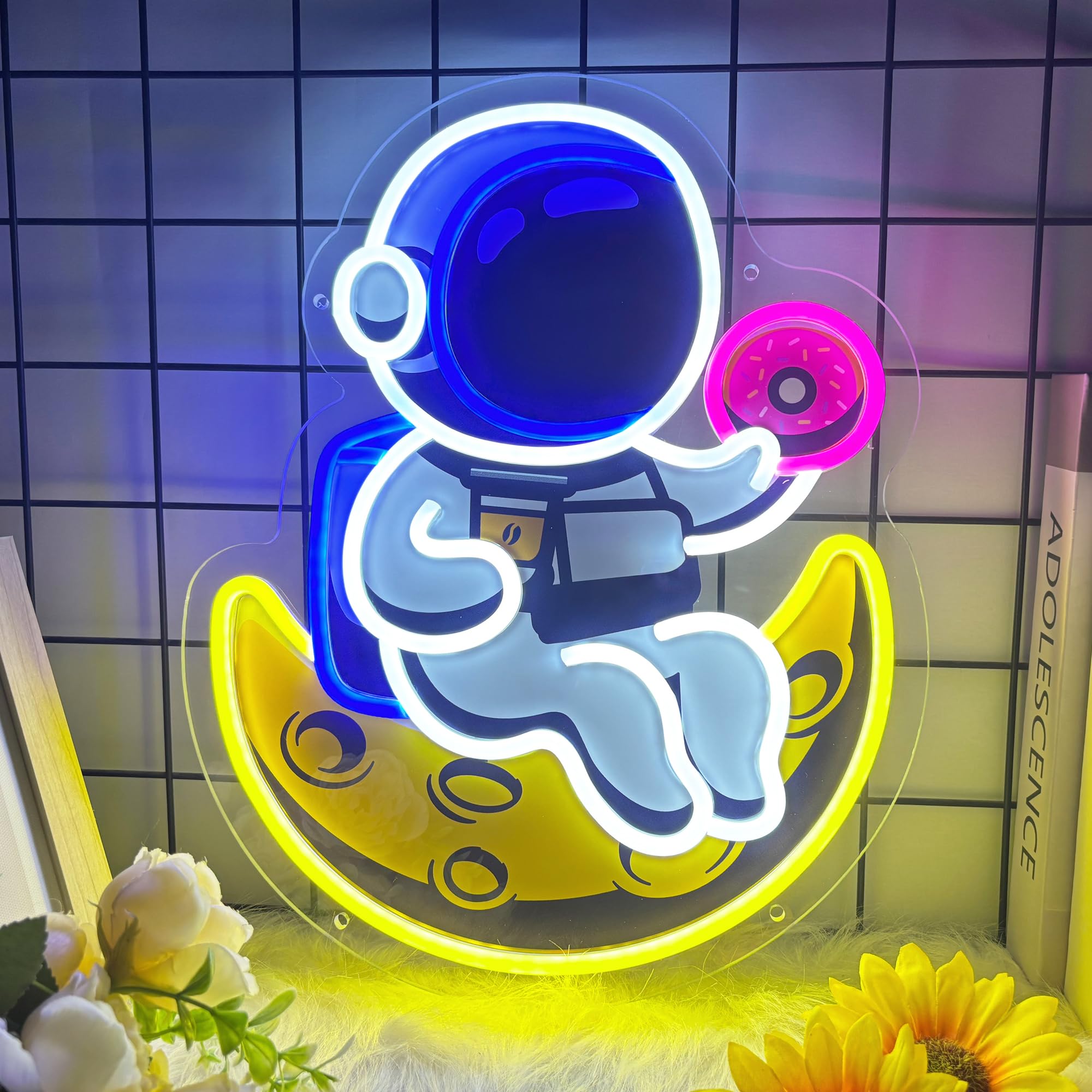Astronaut Neon Signs Pink Led Neon Signs for Wall Decor, USB Hand Neon Light Dog Signs Bar Light Up Signs for Bedroom Living Room Office Restaurant Home Bar Party Game Room — image 1