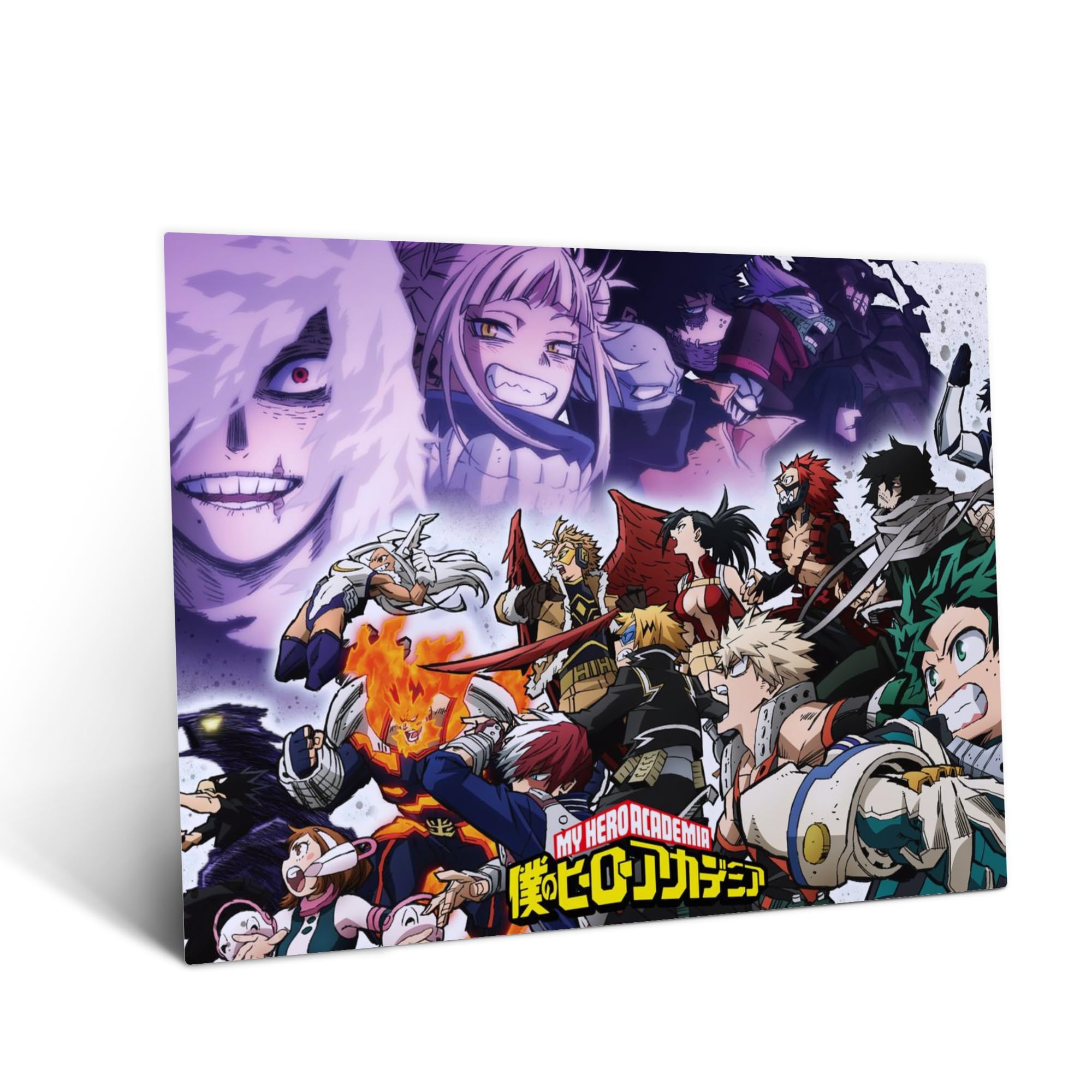 Displate Metall poster My Hero Academia MHA: Heroes and Villains Größe M | Bilder Wanddeko Wohnzimmer & Schlafzimmer Wandbilder, Geschenk. Wandkunst mit Magnet-Befestigung, ohne Bohren.