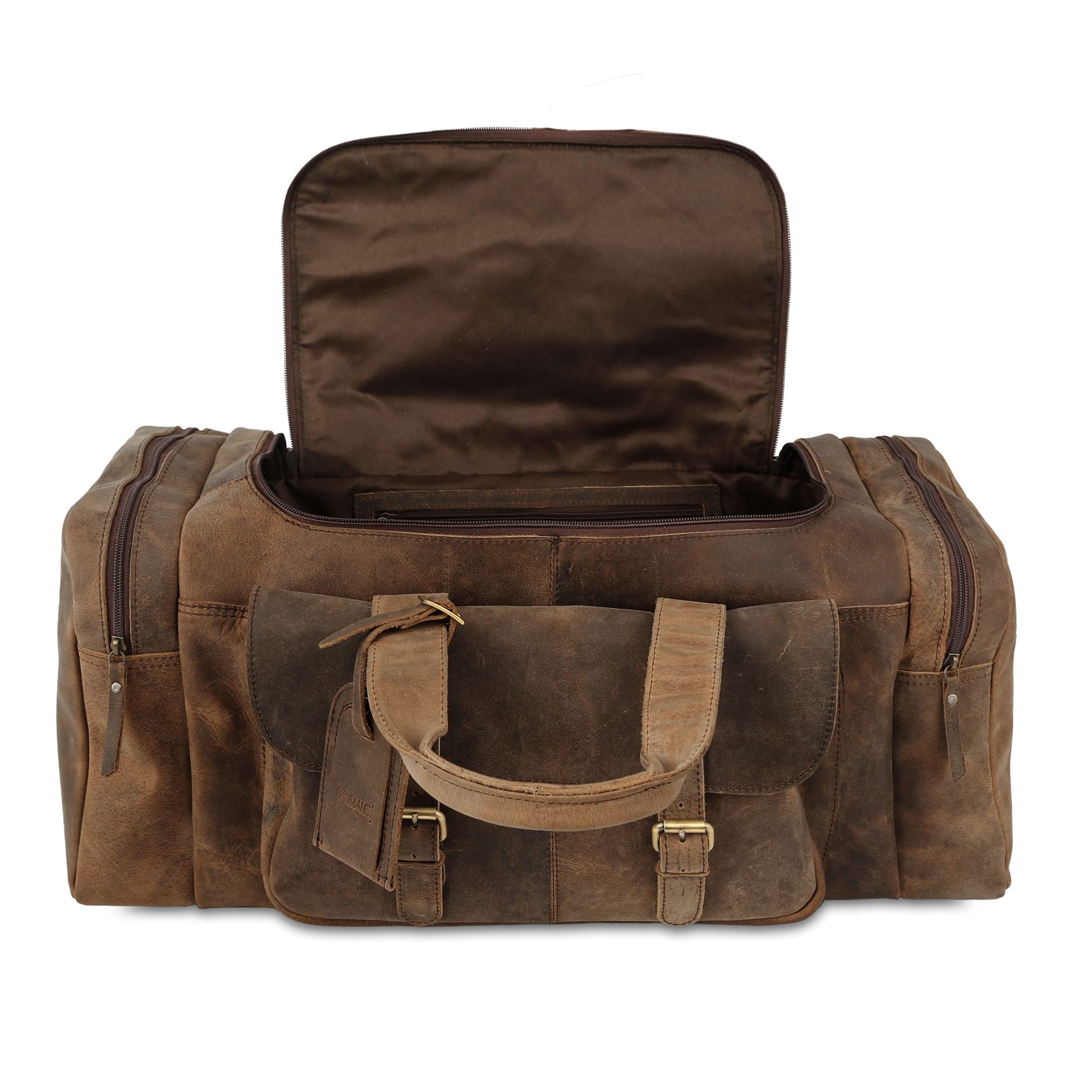 Leather duffel bag 24 Inch U Zip holdall Travel sports Duffle Weekend gym Sports