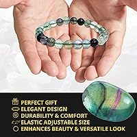 Vista 145 de Pulsera de turmalina negra, pulsera de cristal curativo natural para mujeres y hombres, pulsera de cuentas redondas de 0.315 in para espiritual