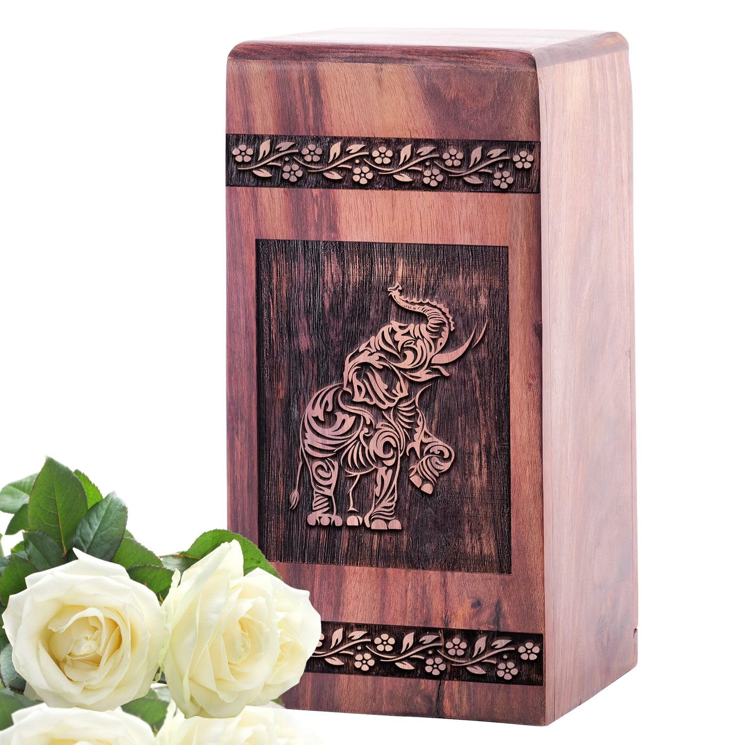 Elephant Urn for Ashes - Wooden Urns for Human Ashes - 5 Inch - Urn for Ashes for Men & Women - Mini Urns for Ashes - Urns for Human Ashes Adult Man - Tiny Urns for Human Ashes