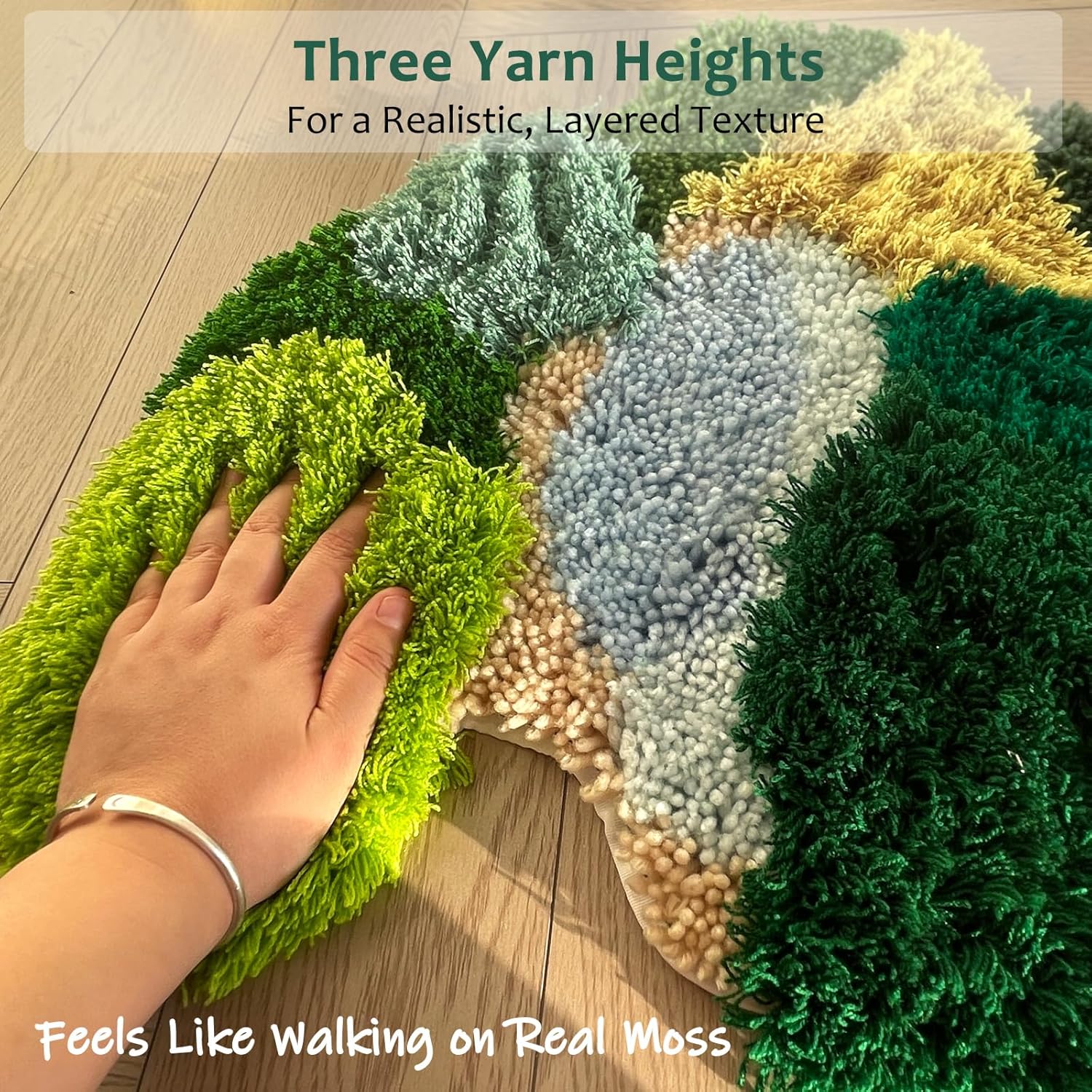 msamiagfn 3D Moss Latch Hook Kits for Adults – DIY Rug Making Kit with Pre-Cut Yarn in 3 Lengths – Crafts for Adults, Latch Hook Rug Kit(Pattern B,19 * 19inch)