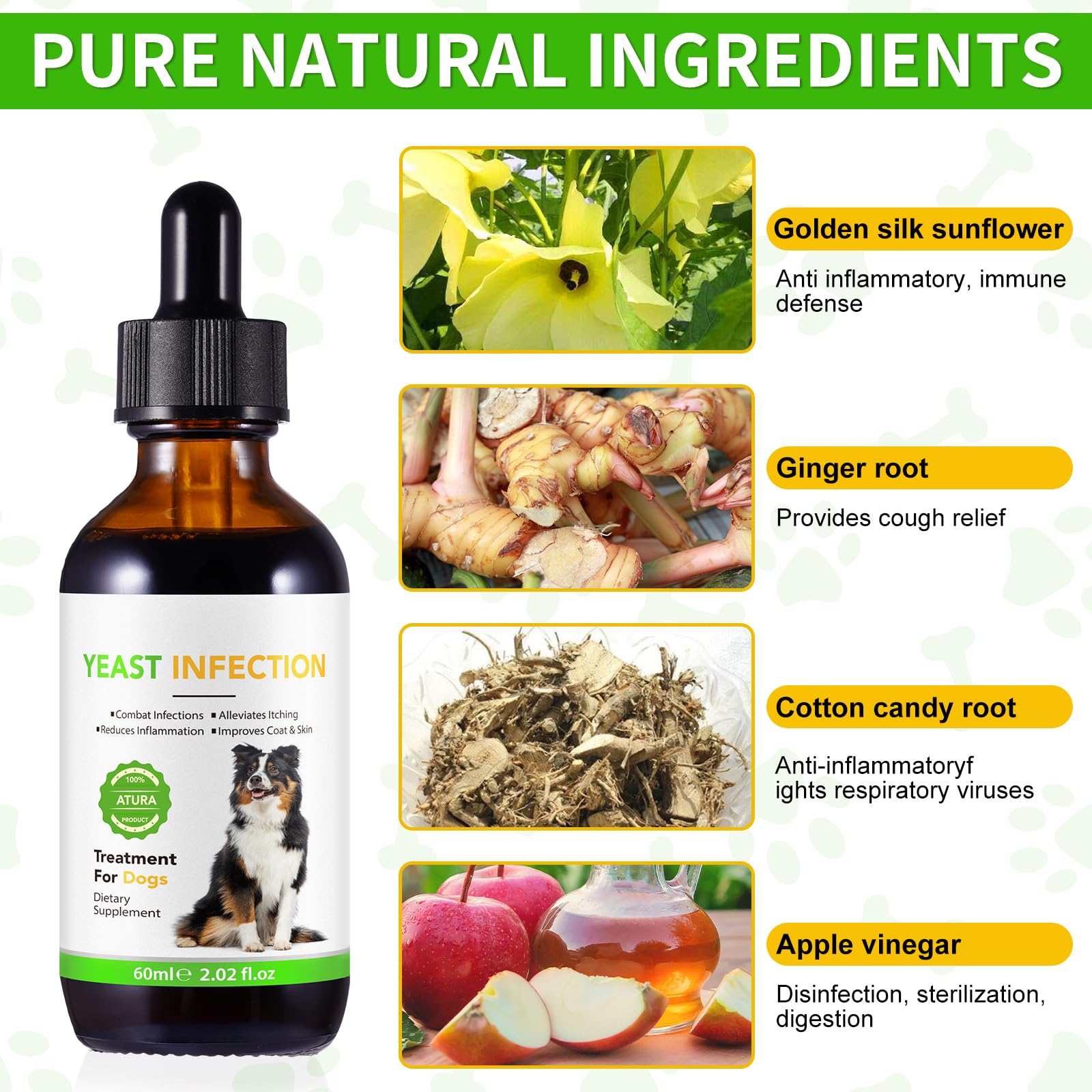 Natural Yeast Infection Treatment for Dogs - Effective Dog Ear Infection Treatment & Allergy Relief, Reduces Inflammation, Alleviates Itching, Combats Infections, Improves Coat & Skin - image 4
