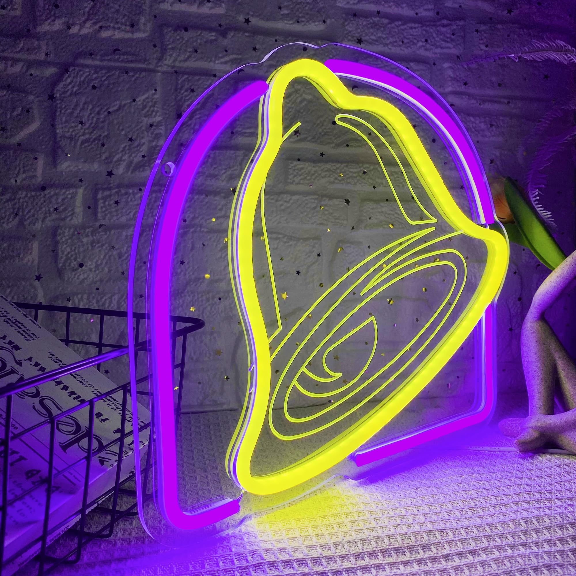 Taco Neon Signs for Wall Decor,Dimmable Bell Neon Light for
