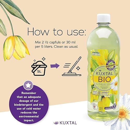 Miniatura 5 de KUXTAL Limpiador líquido para suelos, paquete de 3 (98.90 onzas líquidas), biodegradable y ecológico con ingredientes naturales, elimina el polvo y