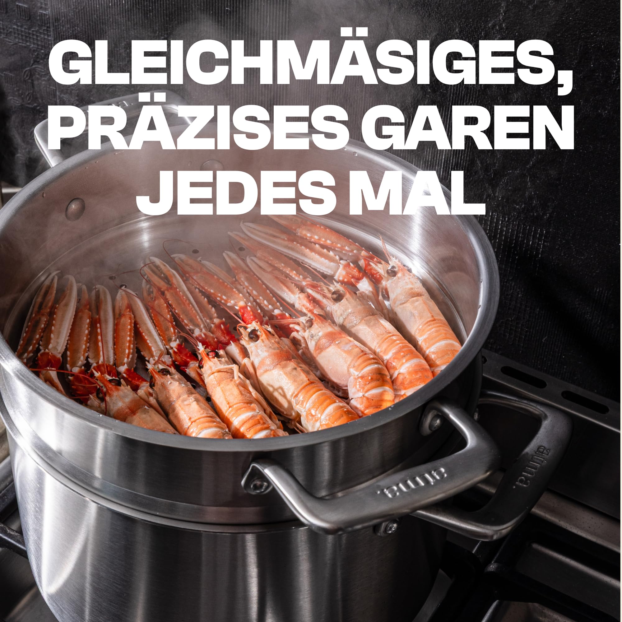 Garnek do gotowania 24 cm 6 l z wkładką do gotowania na parze – 3-warstwowy Inox 18/10- zdrowa kuchnia bez powłoki nieprzywierającej – bez PFAS/PTFE/PFOA – nadaje się do mycia w zmywarce i do kuchenek