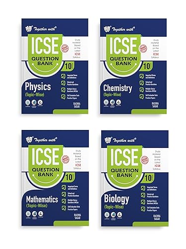 Together with ICSE Physics, Chemistry, Mathematics &amp; Biology Class 10 Question Bank Exam 2025 (Set of 4 Books) (Chapterwise &amp; Topicwise)