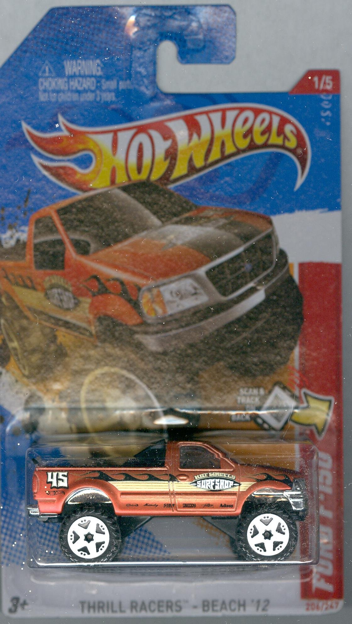 Hot Wheels 2012-206 Thrill Racers - Beach 12 Ford F-150 Pickup BRONZE 1:64 Scale on Scan and Track Card