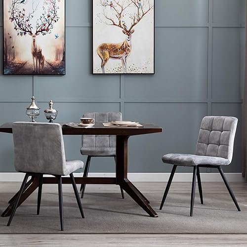 Miniatura 13 de DUHOME Juego de 4 sillas de comedor de terciopelo, sillas de comedor modernas de mediados de siglo con patas de metal, sillas auxiliares, sillas de