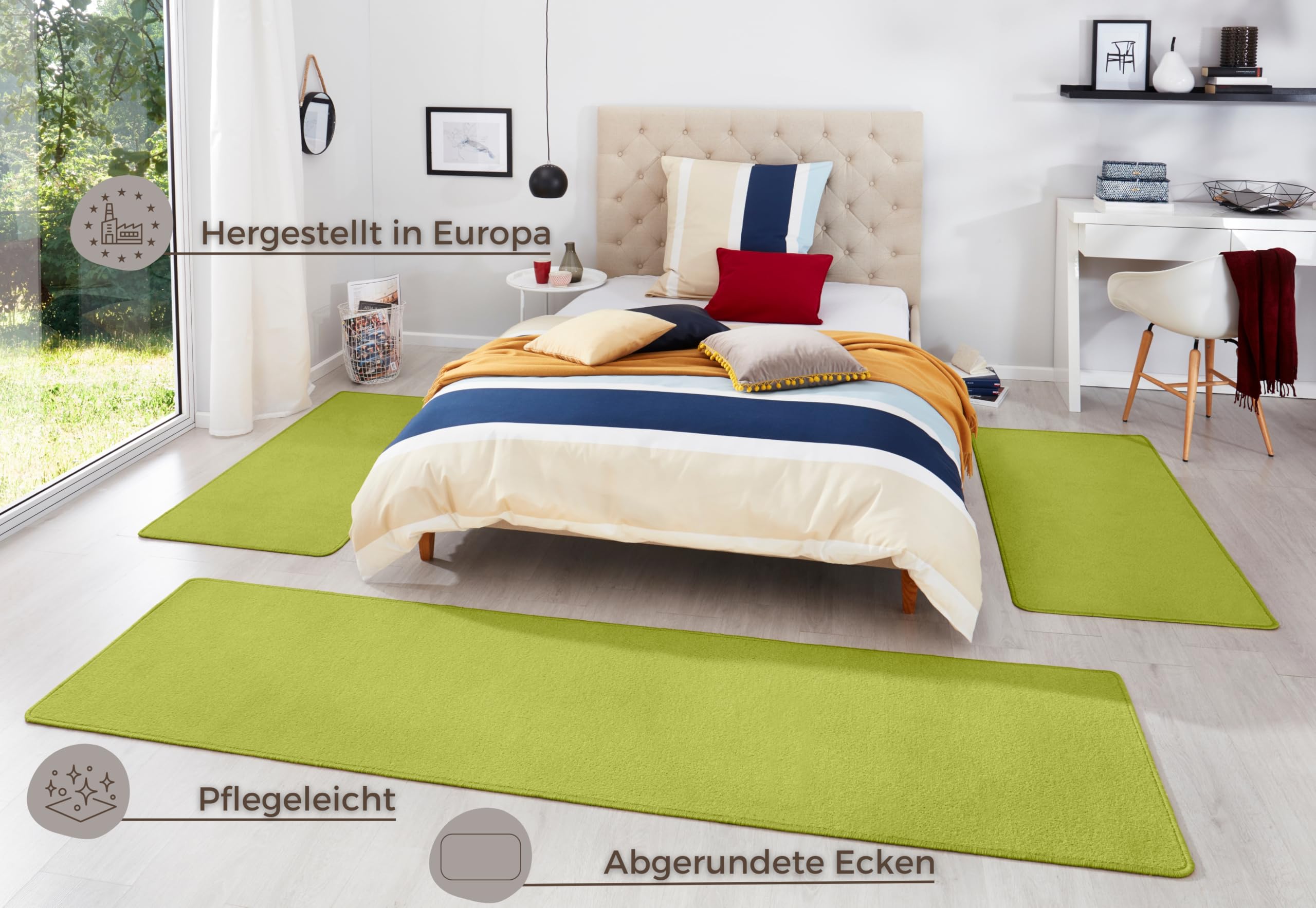 HANSE Home Fancy - Paracolpi per Lettino, 3 pz, in Polipropilene, 67 x 250 x 0,7 cm, Colore: Verde