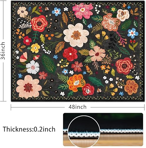 Miniatura 2 de Tapete para silla de oficina para suelo de madera dura y azulejos, tapete bohemio floral de 36 x 48 pulgadas para silla de computadora de oficina