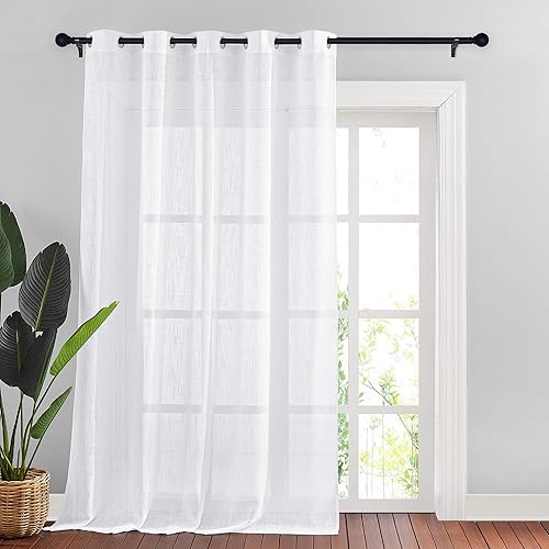 Miniatura 1 de Nicetown - Cortinas para puerta corredera transparentes de lino sintético de 100 pulgadas de ancho, para puerta de patio