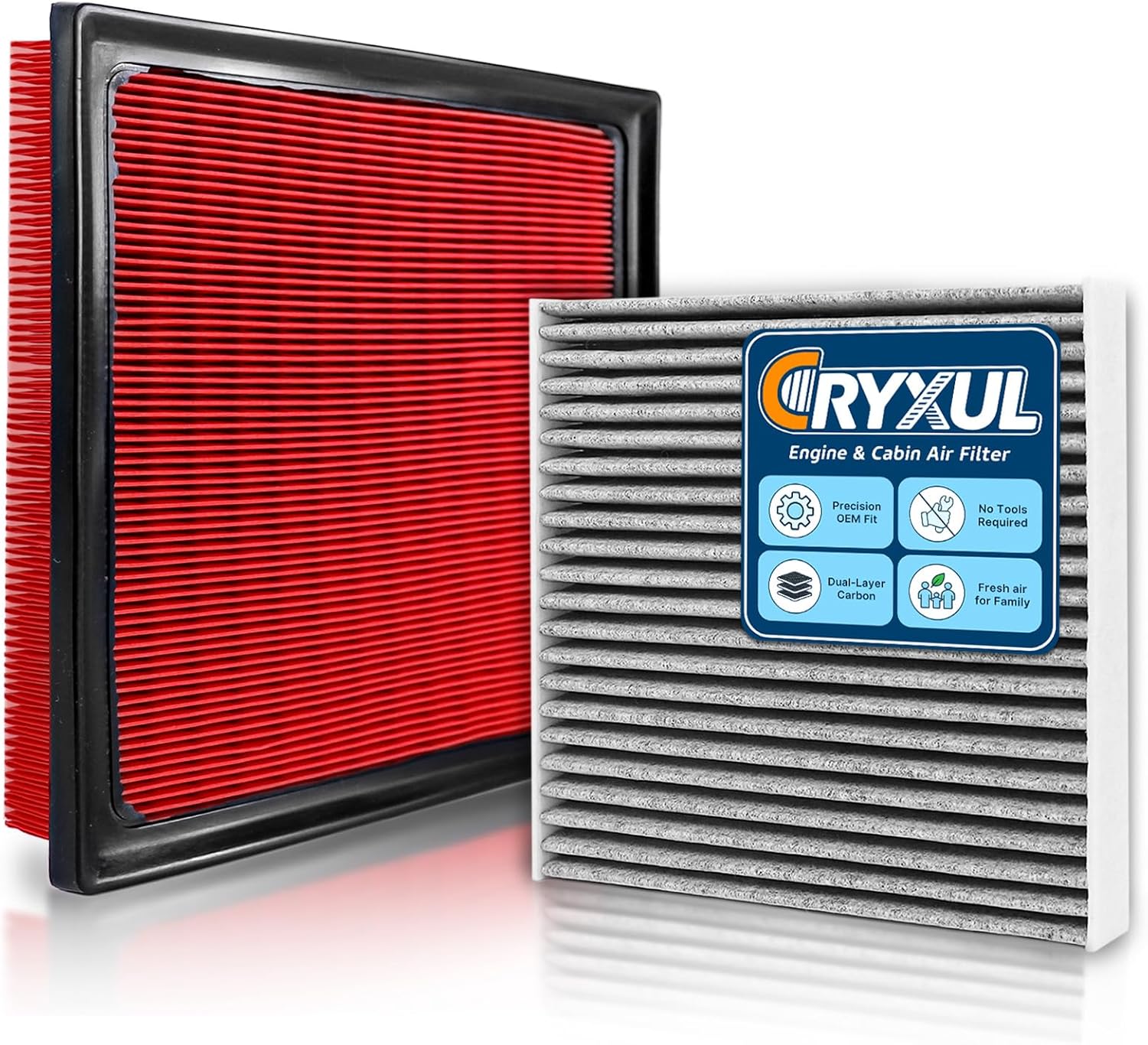 Cabin Engine Air Filter Kit Fits 2011-2017 CT200h, 2015-2021 NX300h, 2010-2015 Prius, 2012-2015 Prius Plug-In, 2012-2018 Prius V, 2016-2018 RAV4 Hybrid, Replacement for CF10285 CA10741