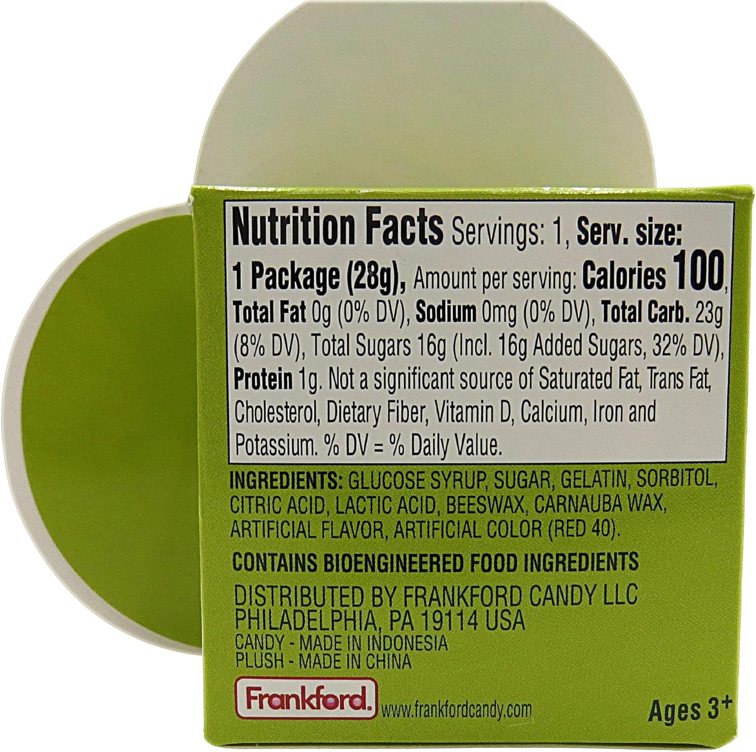 Frankford Candy Avocado Plush You Guac My World with Heart-Shaped Box & Gummy Candy Hearts, 1 ounce, Valentine's Day Gift