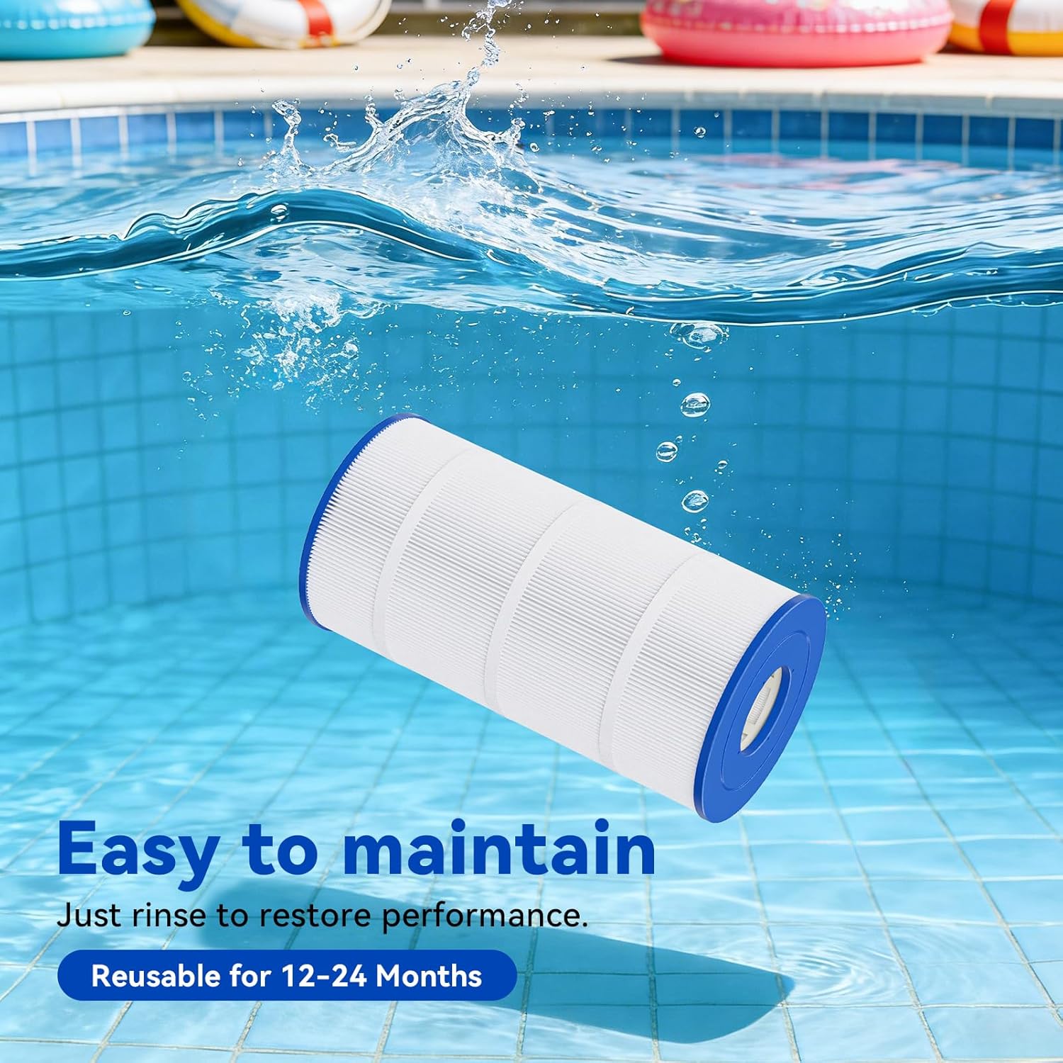 C100S Pool Filter Cartridge, Compatible with CX100XRE, C100S, SwimClear C100S, PA100S, C-9440, 100 Sq. Ft Pool Filter Cartridge, Heavy Duty 5 oz+ Trilobal Fabric