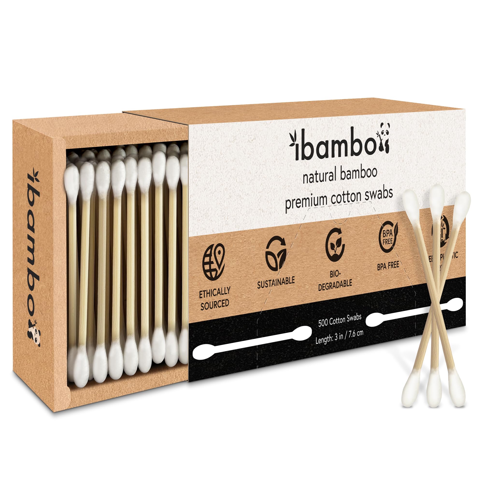 Ibambo 100% Bamboo Ear Swabs Cotton (500-Pack) | Biodegradable Double Tipped Bamboo Ear Cleaner | Eco Friendly Beauty & Personal Care | FSC Certified & Hypoallergenic | Suitable for All Ages & PetsThe Forest Stewardship Council
