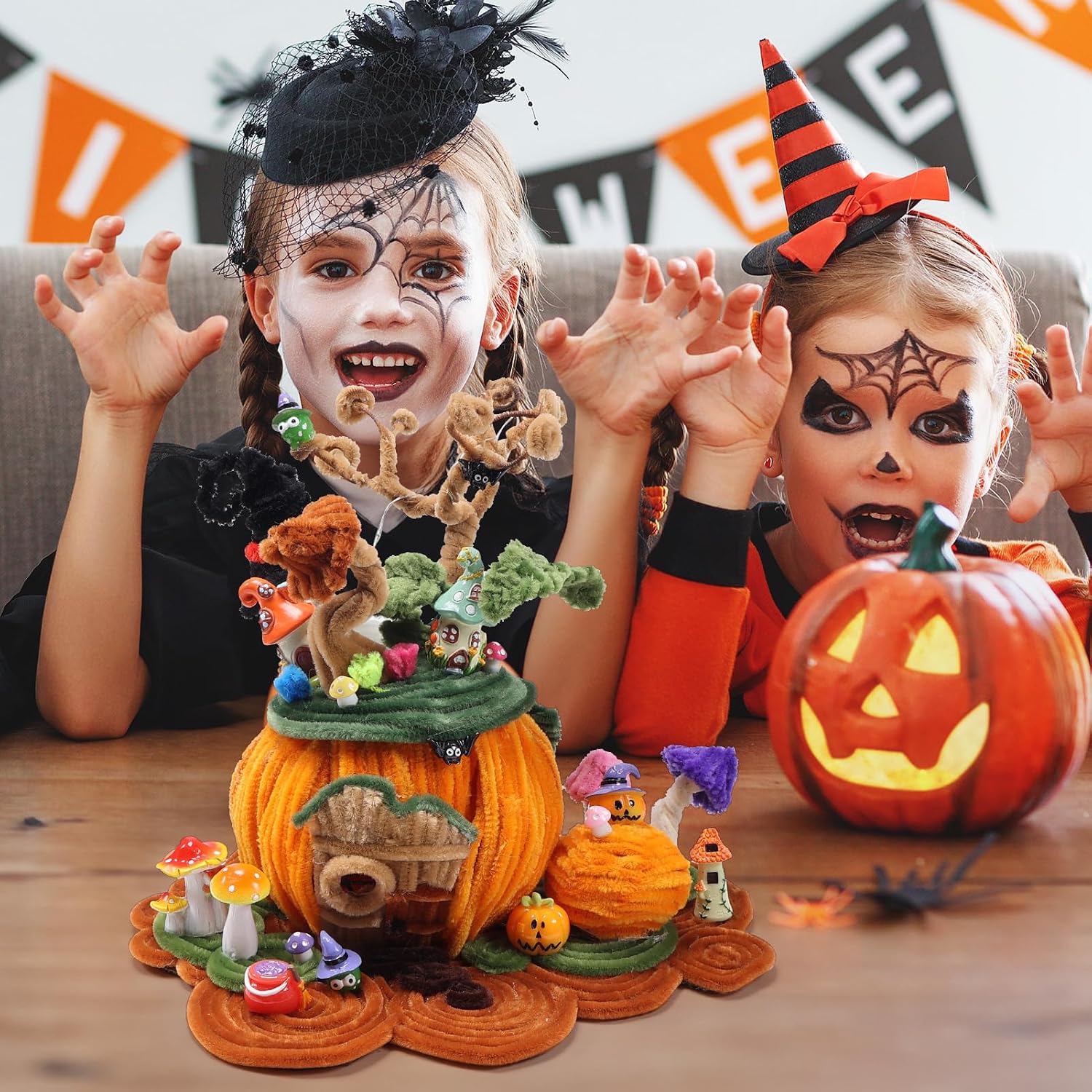 Caydo 200 Pieces 4 Color Halloween Pipe Cleaners for Halloween DIY, Creative Crafts Decorations (Black, White, Orange, Purple)