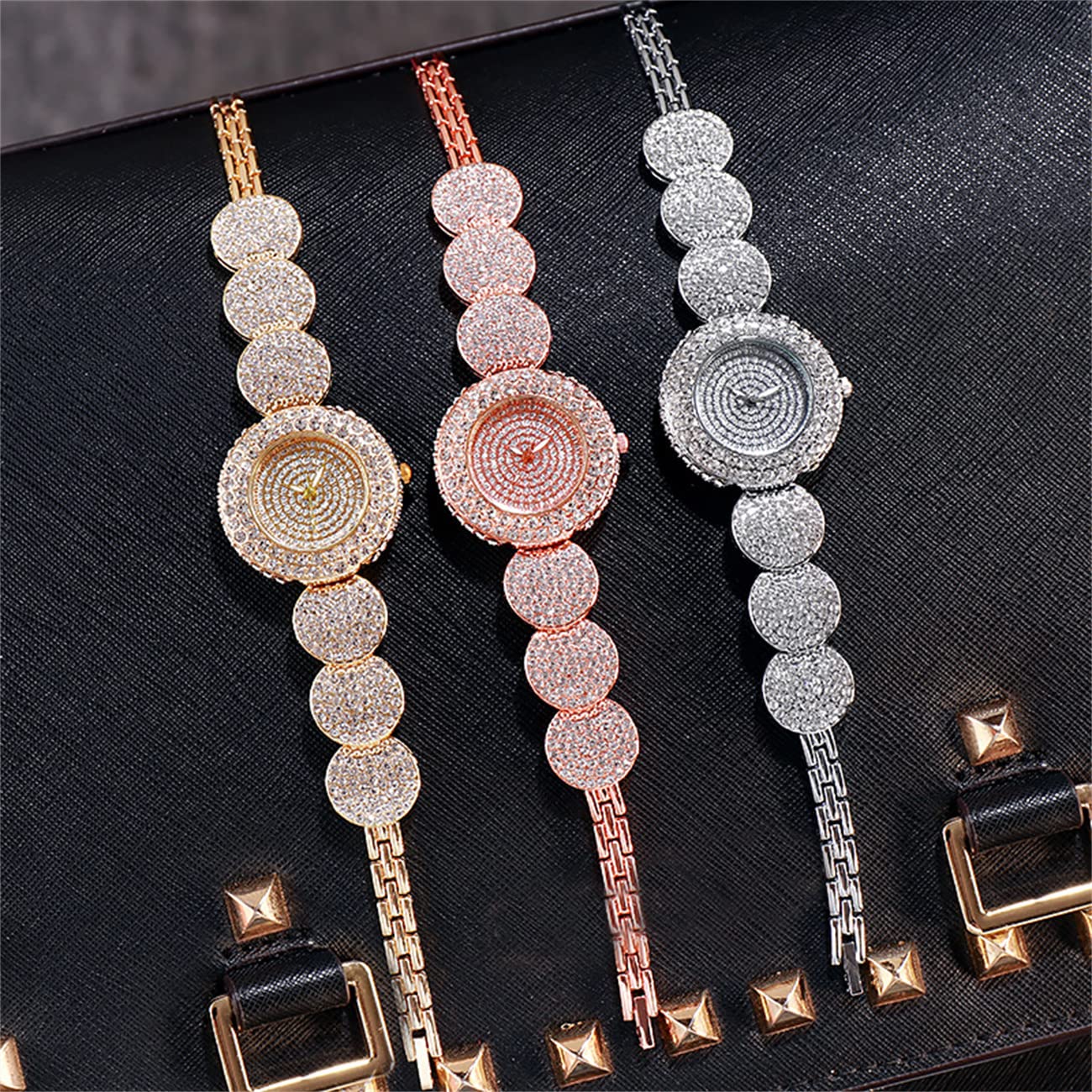 Relojes de lujo de moda para mujer, reloj de cuarzo con banda de acero, elegante reloj de pulsera femenino, regalo de 3 unidades, Reloj de cuarzo 2