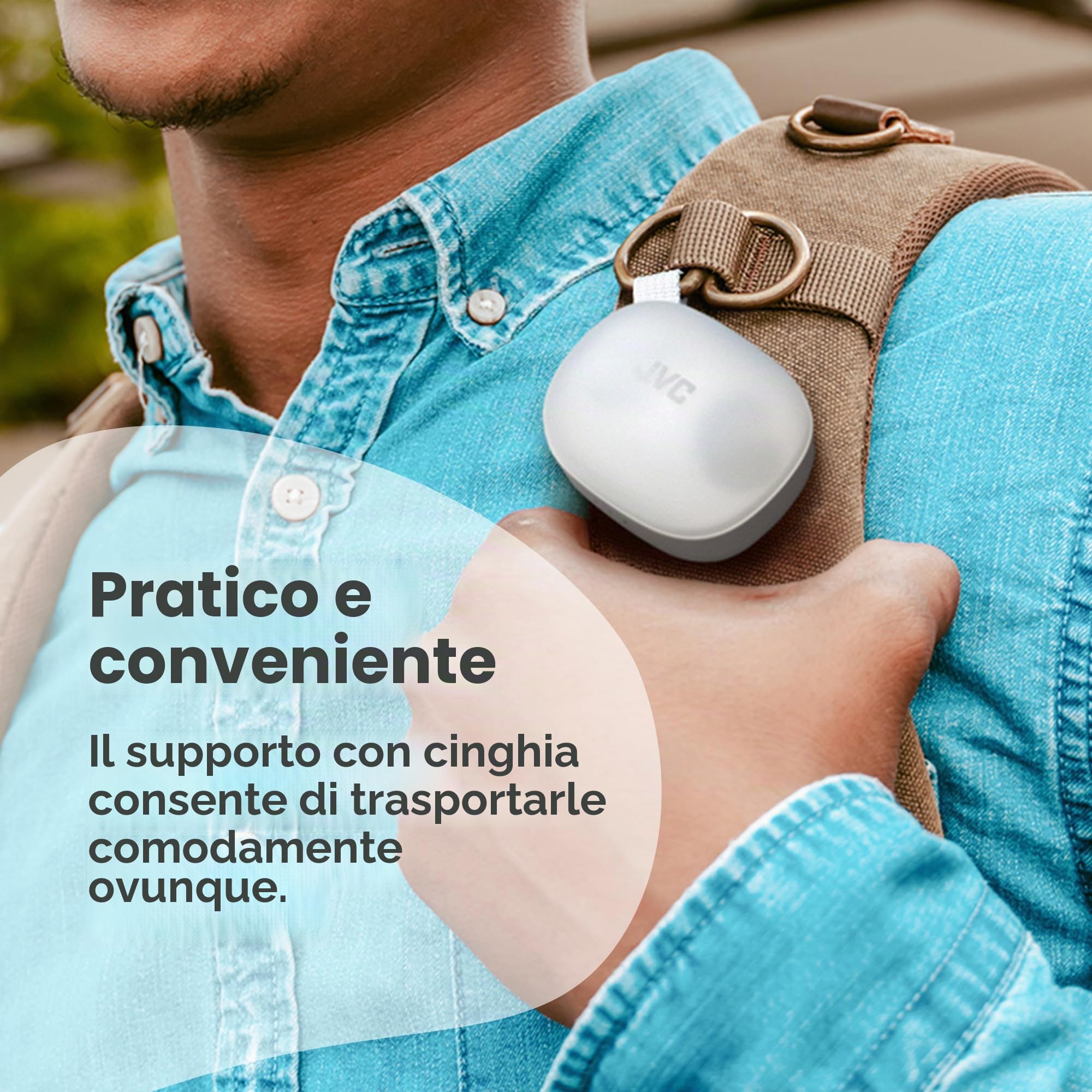JVC HA-A23T-W - Auricolari True Wireless Gumy Premium con Cancellazione del Rumore, Bluetooth 5.4, Modalità Suono Ambientale, 26 ore di autonomia e Custodia di Ricarica Traslucida, USB-C, Bianco