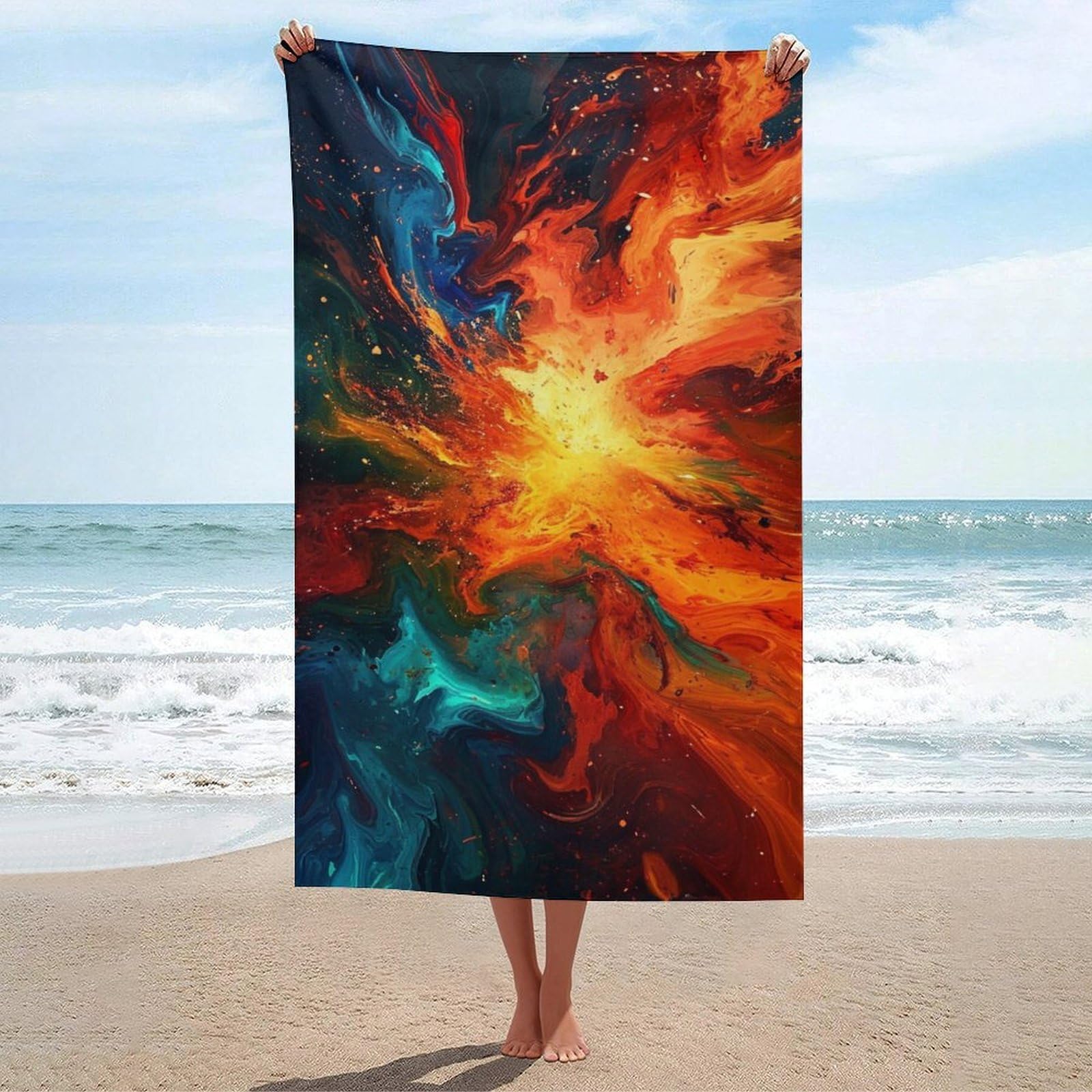 Serviettes de plage anti-sable Cosmic Energy Burst pour yoga et camping