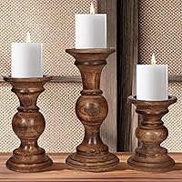 Vista 21 de Portavelas decorativo de madera hecho a mano, forma de sirena, columnas redondeadas, estilo campestre, ideal para regalo, boda, Navidad, fiesta