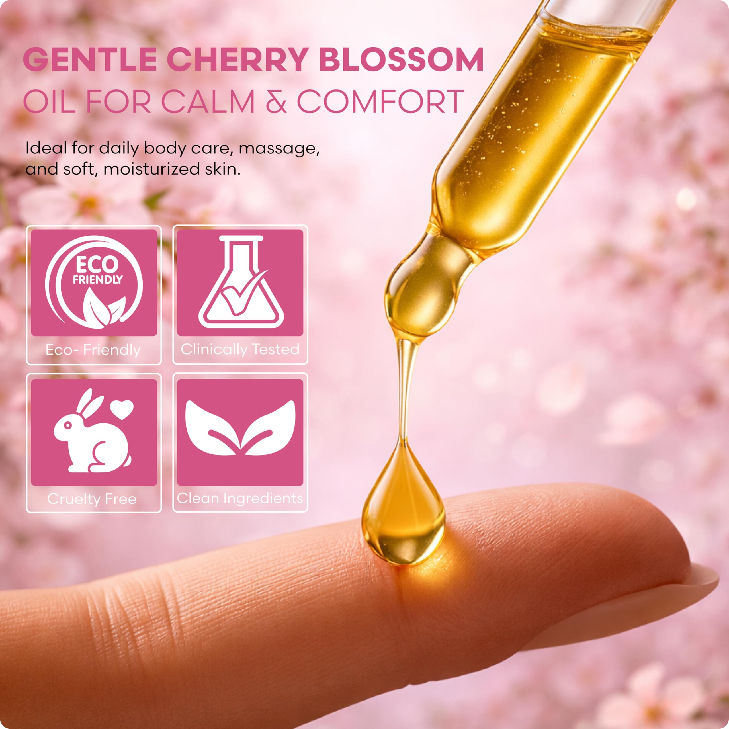 Brookstone Cherry Blossom Multi-Use Essential Oil - Light Floral Fragrance - Skin & Hair Nourishment