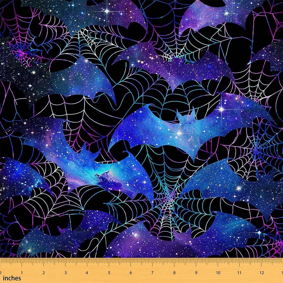 Feelyou Cute Bat Fabric by The Yard 3 Yards for Kids Boys Girls Spider Web Halloween Decorative Waterproof Outdoor Galaxy Upholstery Fabric for Chairs