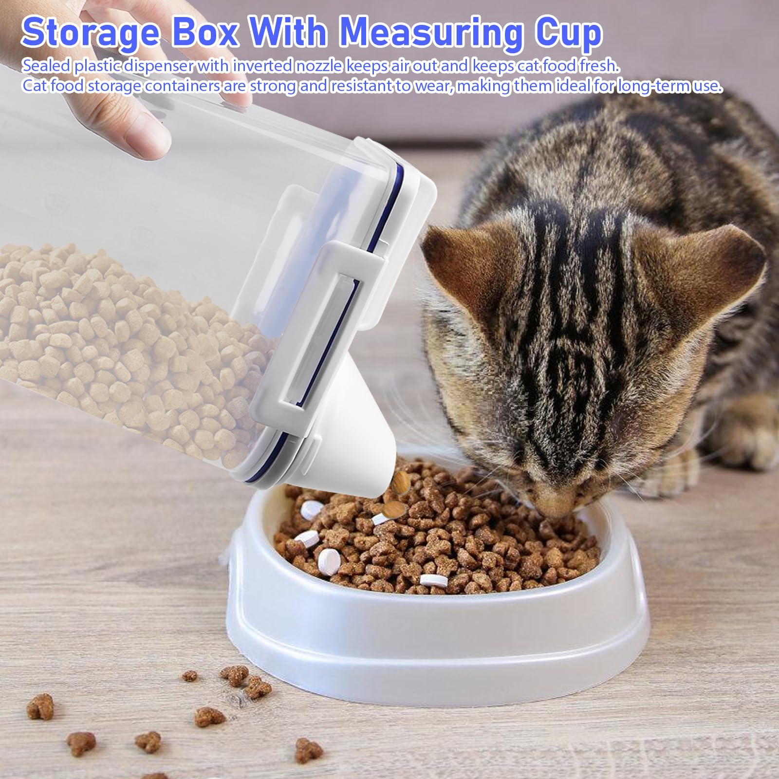 Boîte de rangement et distributeur hermétique 2,5 l 2 pièces avec bec verseur, boîte de conservation de nourriture pour chat