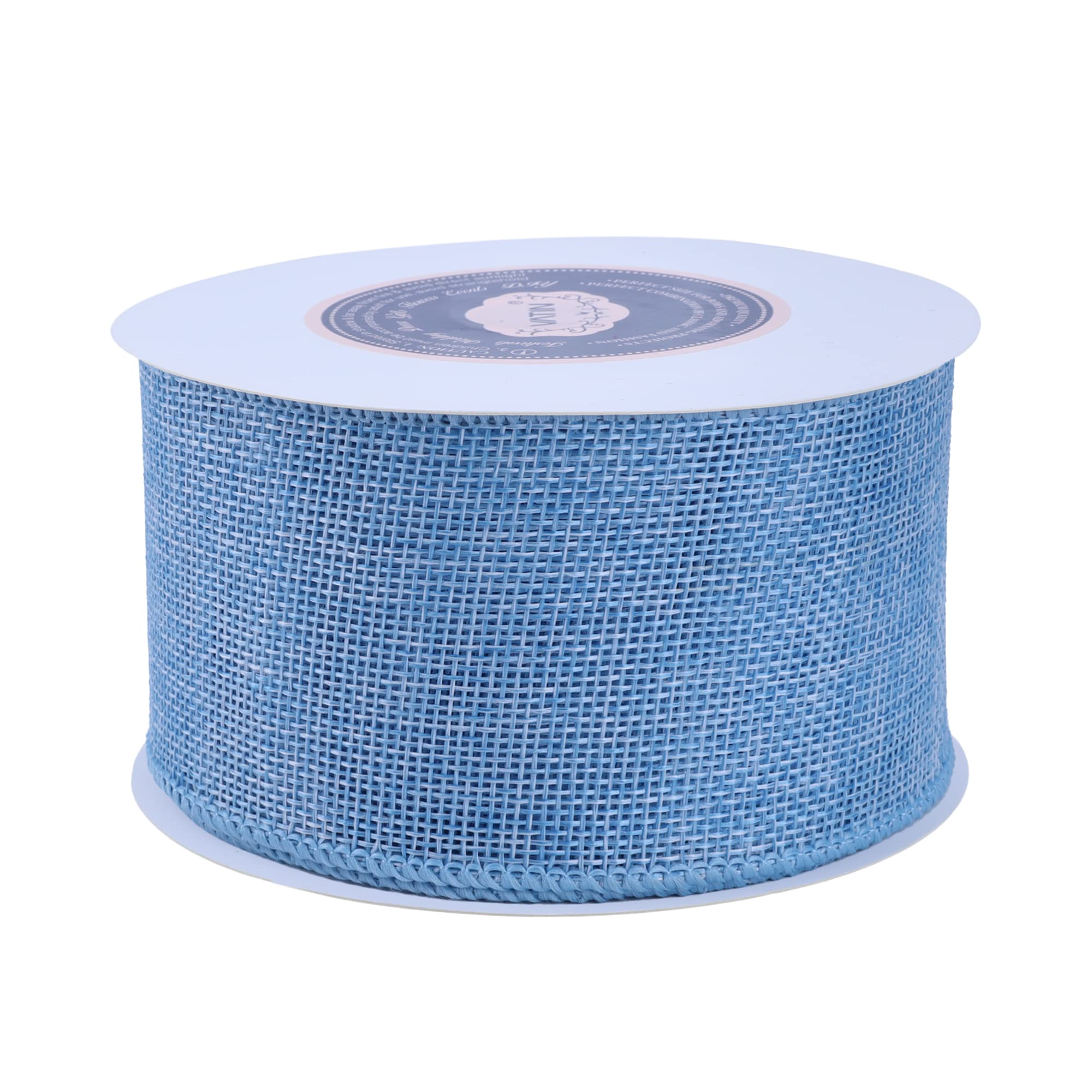 VATIN Baby Blue Burlap Wired Ribbon 65mm X 9m Fabric Craft Ribbon for Party Decorations,Big Bow,DIY Wreath Craft,Tree Decoration,Outdoor Decoration - Image 3