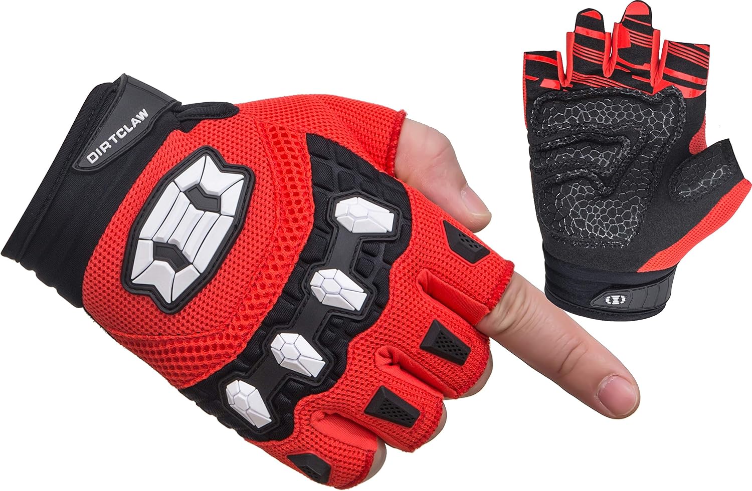 Seibertron Dirtclaw Adult BMX MX ATV MTB Road Racing Mountain Bike Bicycle Cycling Off-Road/Dirt Bike Gel Padded Anti - Slip Palm Fingerless Gloves Motorcycle Motocross Sports Gloves