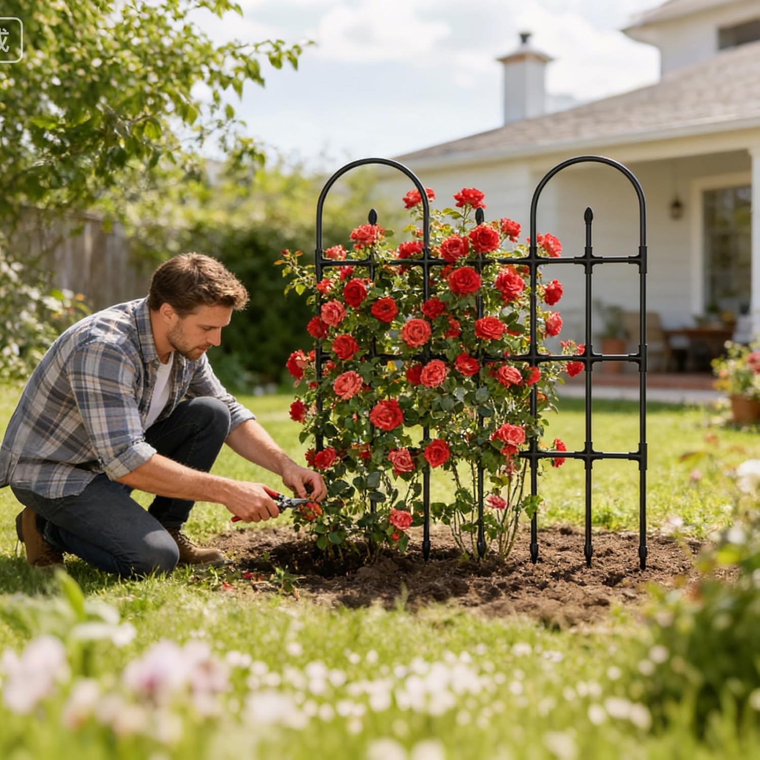 Garden Trellis | Metal Vertical Growth Plant Support Trellis | Cucumber Stakes - for Garden Balcony Backyard Tomato Flowers Vine Ivy Clematis