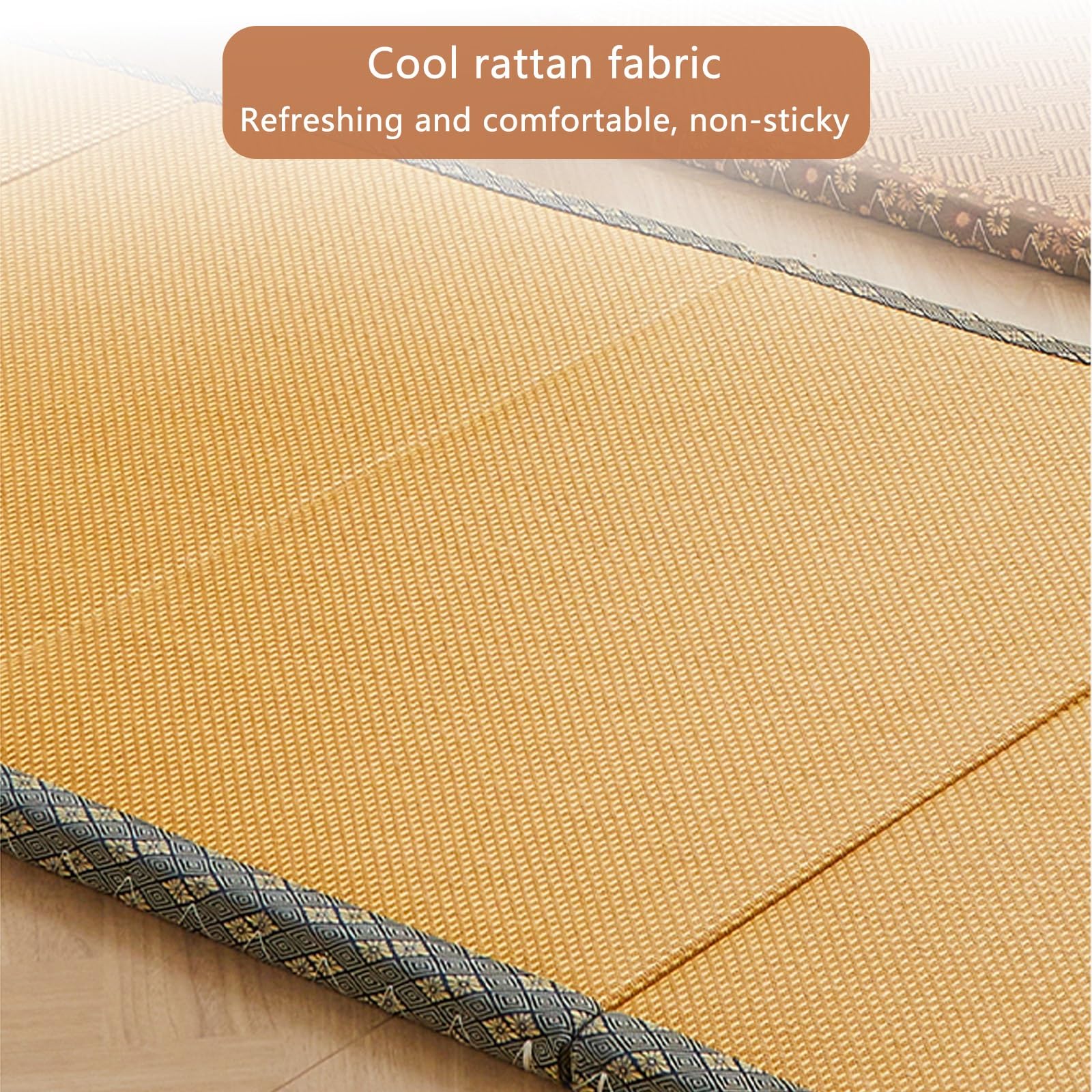 Japanische Tatami Matte Klappmatratze 5cm Dick Futon Matratze Kühl Atmungsaktiv 60x180x5cm Gray+Wood