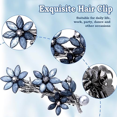 Miniatura 4 de Joez Wonderful Pinzas para el pelo de novia con diamantes de imitación para mujer, 2 piezas, pinzas para el cabello de cristal brillante, pasadores