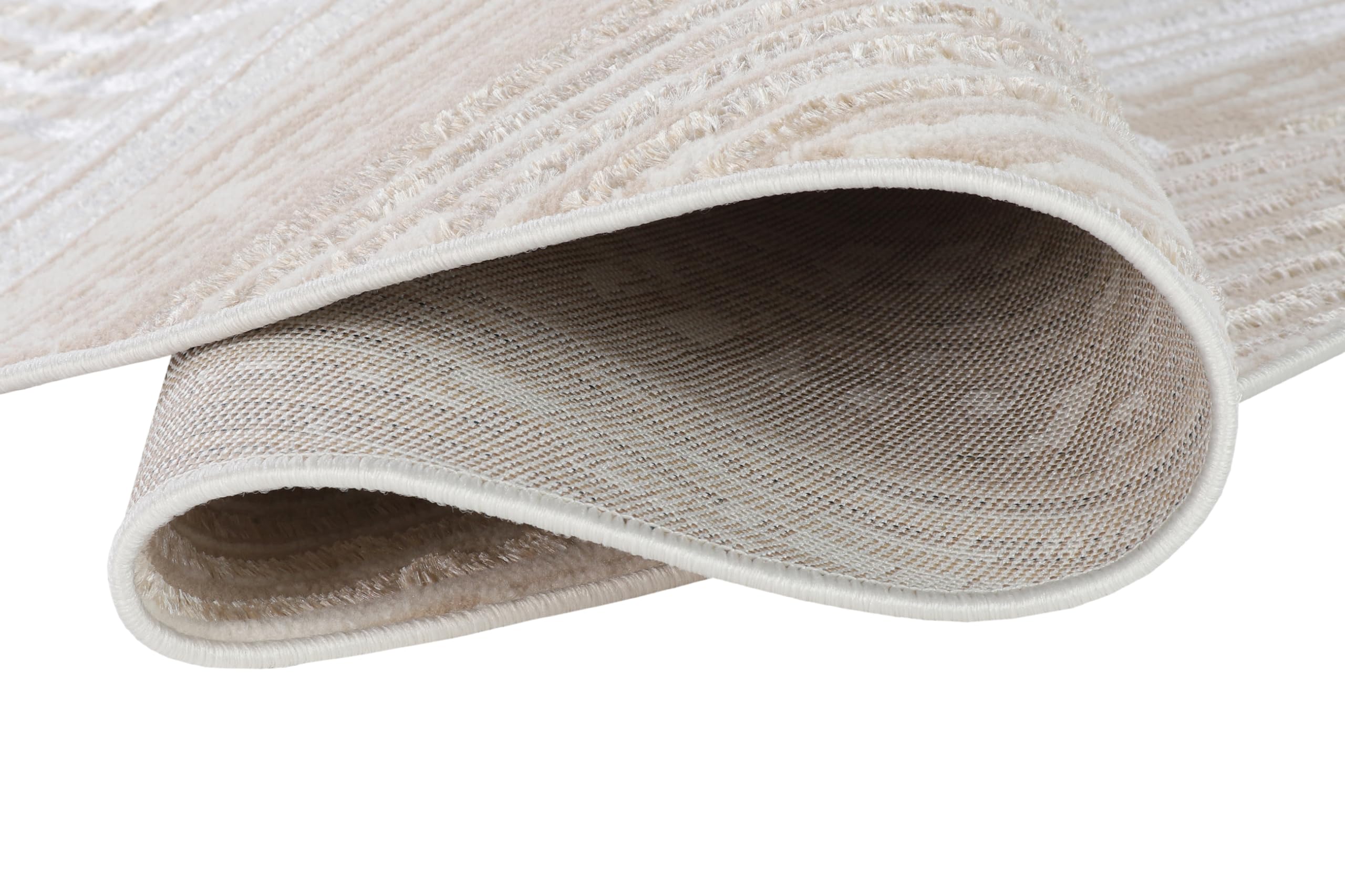 TAPISO Crystal Redonda Alfombra de Pelo Corto Brillante Suave Diseño Moderno Beige Marrón Crema Blanco Geométrico Efecto 3D Alfombra de Salón Habitación Dormitorio Oeko-Tex 120 x 120 cm