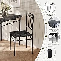 Vista 4 de Juego de mesa de comedor de 5 piezas, mesa de cocina de madera y sillas para espacios pequeños, rincón de desayuno, fácil montaje, negro