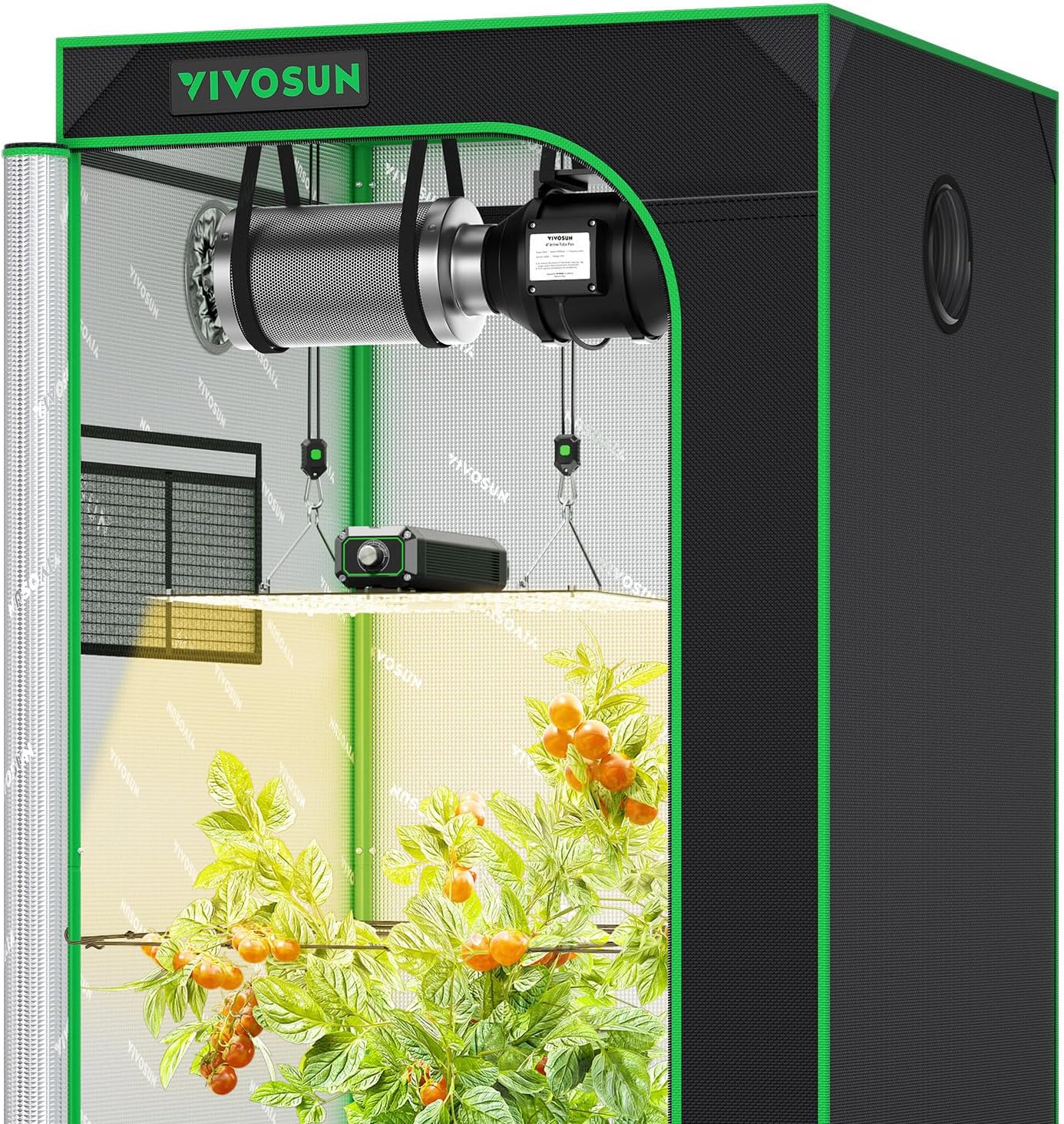 VIVOSUN Grow Tent Kit, 2.7 × 2.7ft Complete Grow System, WiFi-Controlled Grow System with Full Spectrum LED Grow Light, Automatic Ventilation, GrowHub Outlet A22 with Temperature and Humidity Sensor