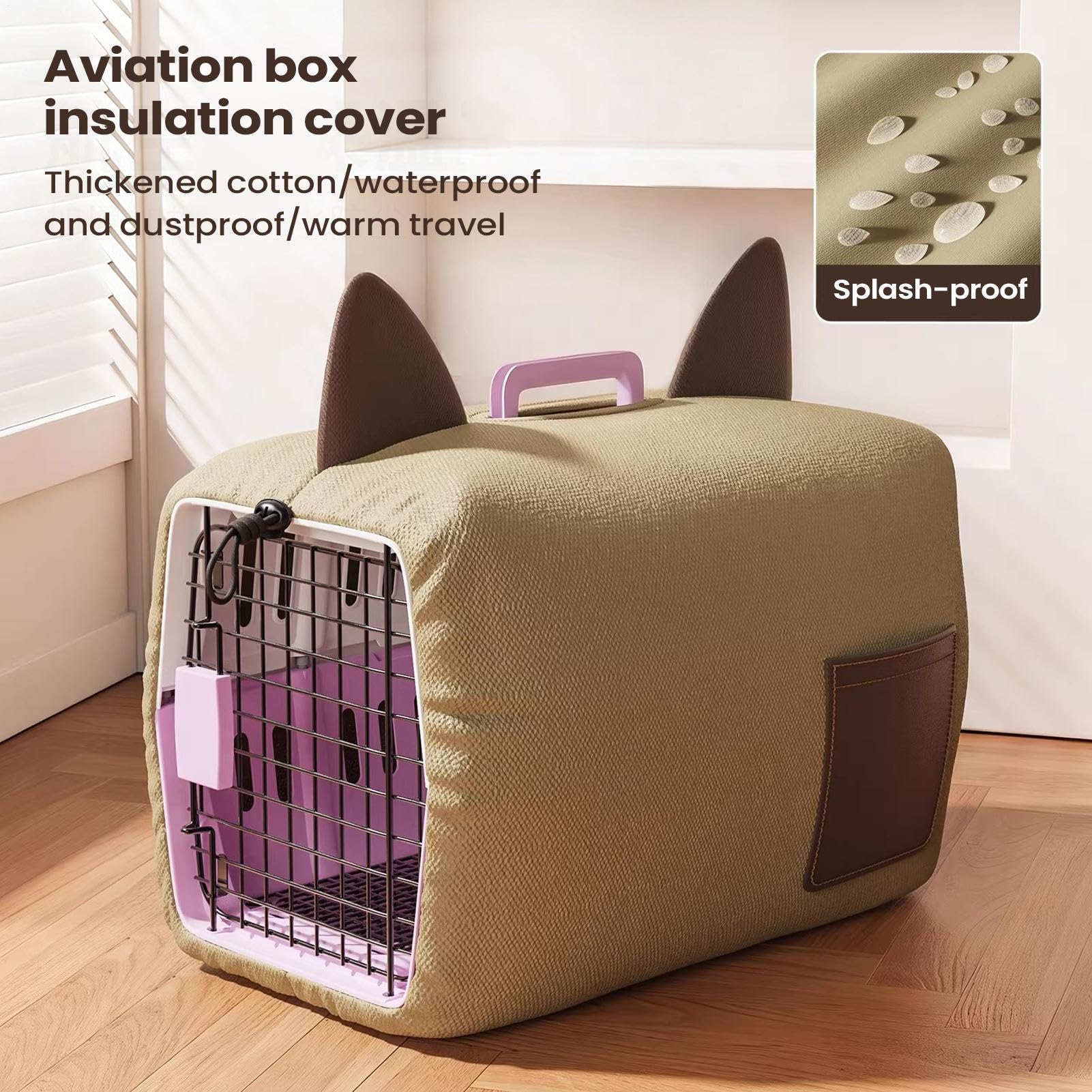 Hundekäfig-Abdeckung, 540 g, kleine Kistenabdeckung mit Kordelzug, isolierter lichtblockierender Schatten, -Transport-Sonnenschutz, wärmend, winddicht, Baumwollunterstand – für Wohnung