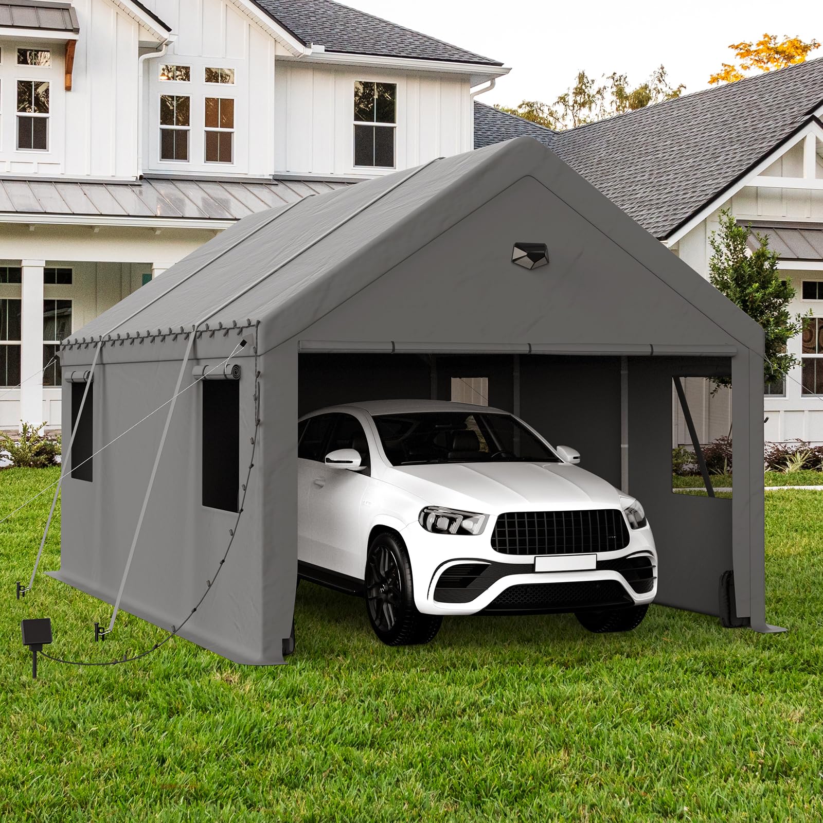 Benass 10x20 Heavy Duty Carport Canopy with Mesh Windows