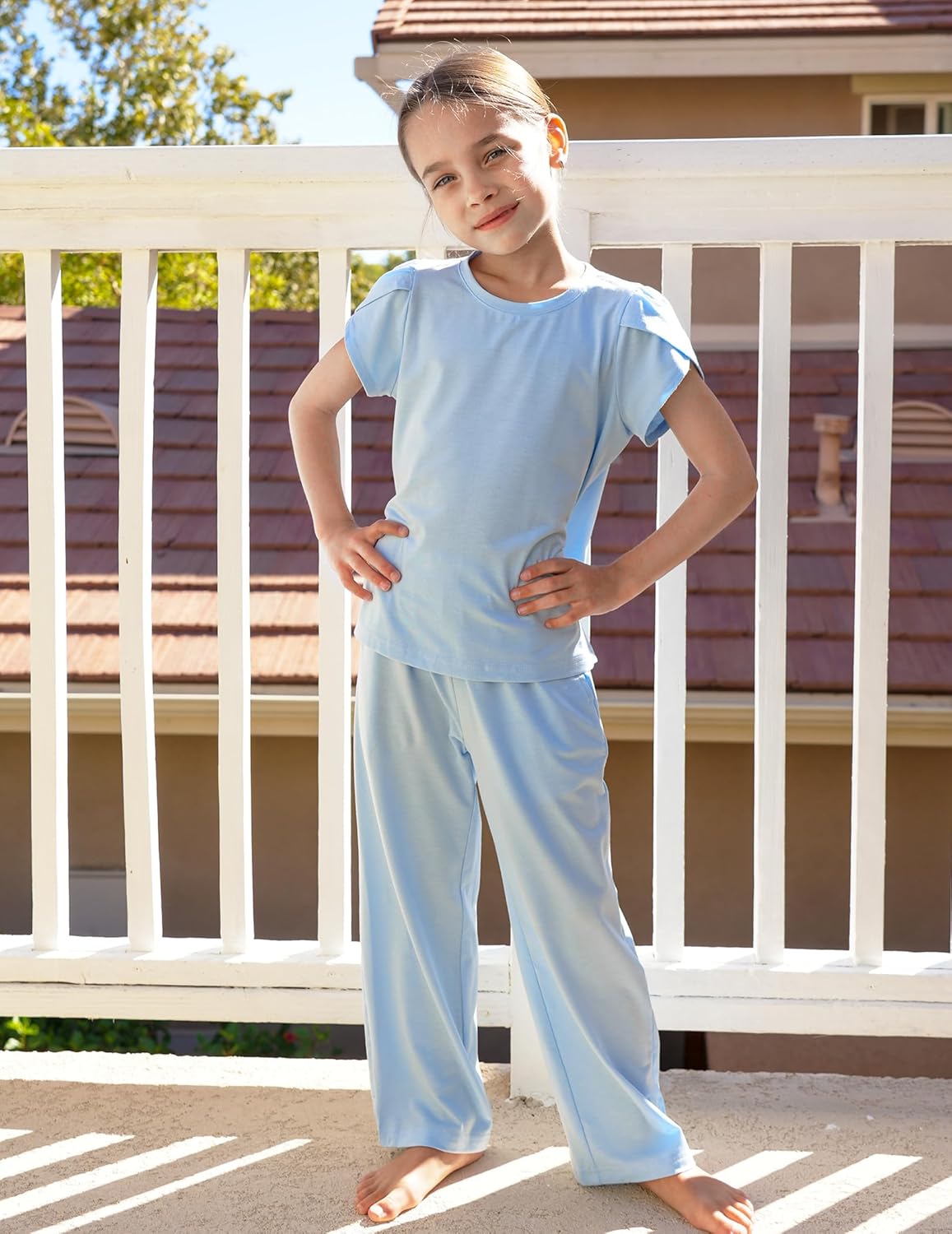 Arshiner Pajamas for Girls Short Sleeve Long Pants Pjs Cute Soft Sleepwear Lounge Sets - Image 5