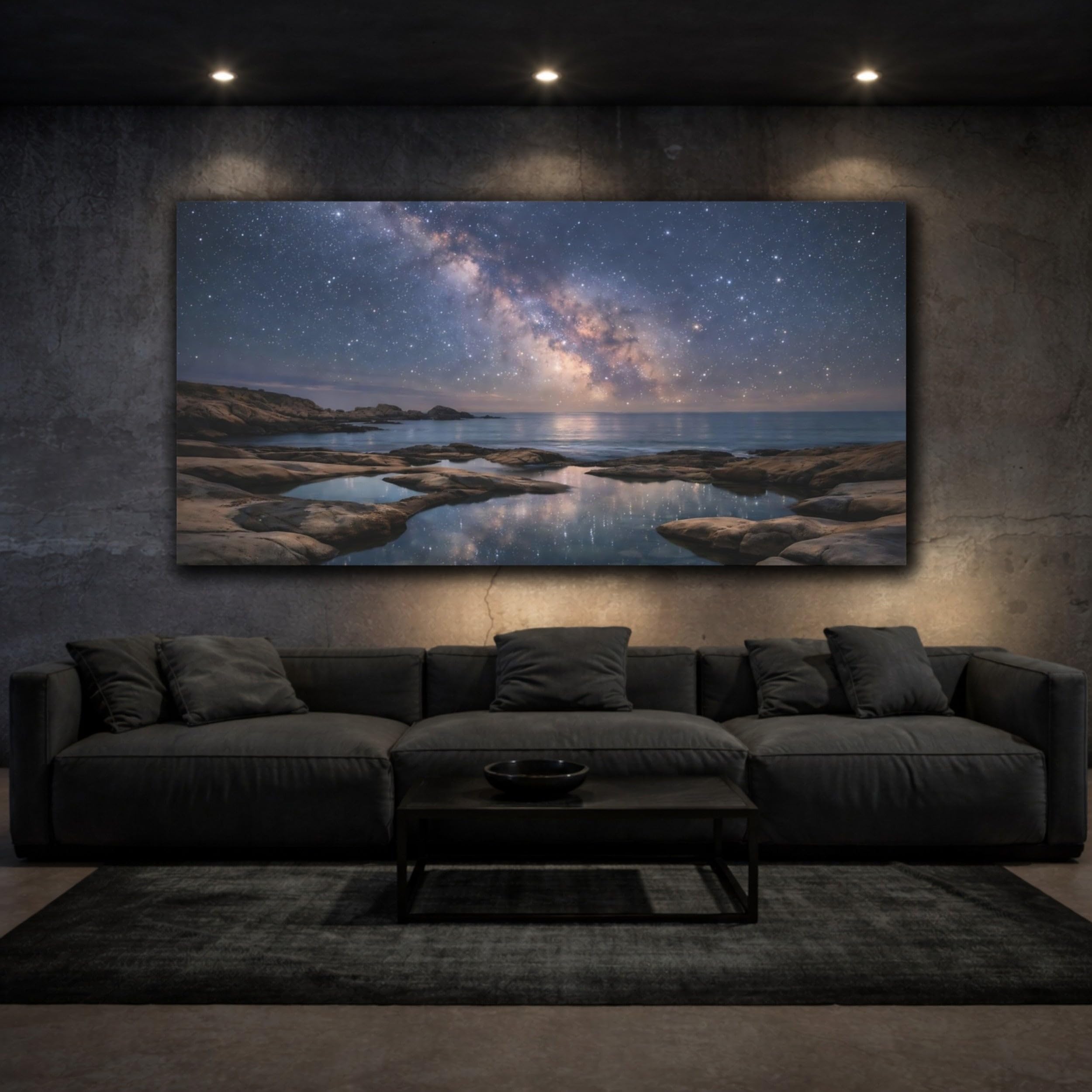 YESARTYES Nature Milky Way Landscape - Canvas Wall Art Print 24×36 inch (60×90 cm) - Vertical / 1.25 inch (3 cm)