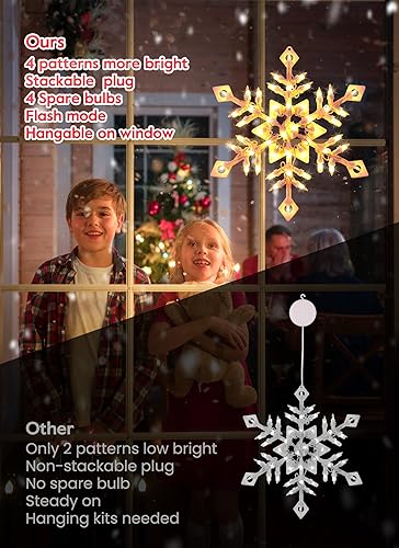 Miniatura 2 de Paquete de 4 luces de silueta de ventana de Navidad, Papá Noel, árboles de Navidad, copo de nieve y silueta de ventana de estrella con 50 bombillas