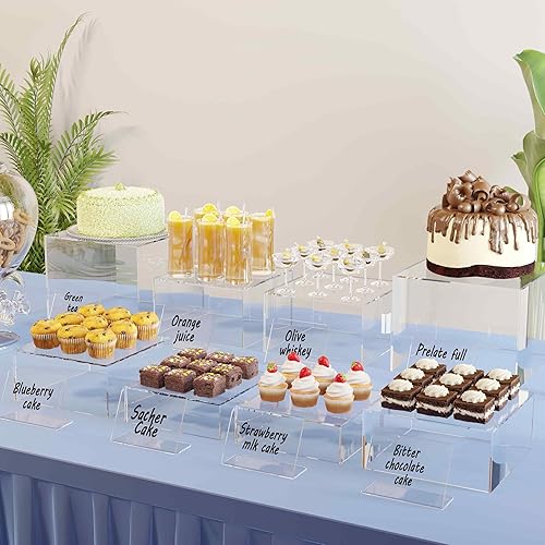 Miniatura 26 de Elevadores de buffet con mini letreros, elevadores de alimentos para mesa de bufé, soporte de exhibición para catering postre, cajas de cubo